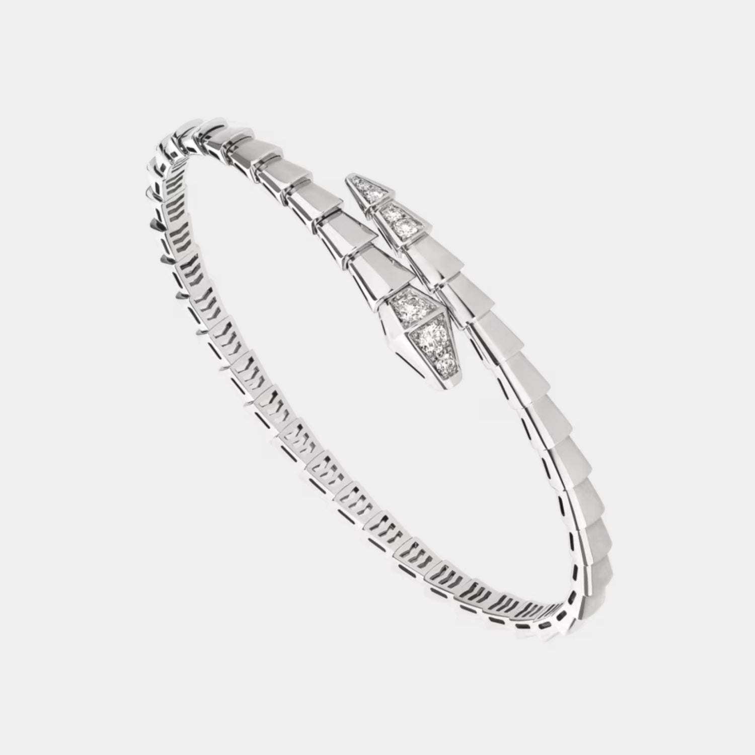 Serpenti Viper Bracelet Diamonds, White Gold, Front