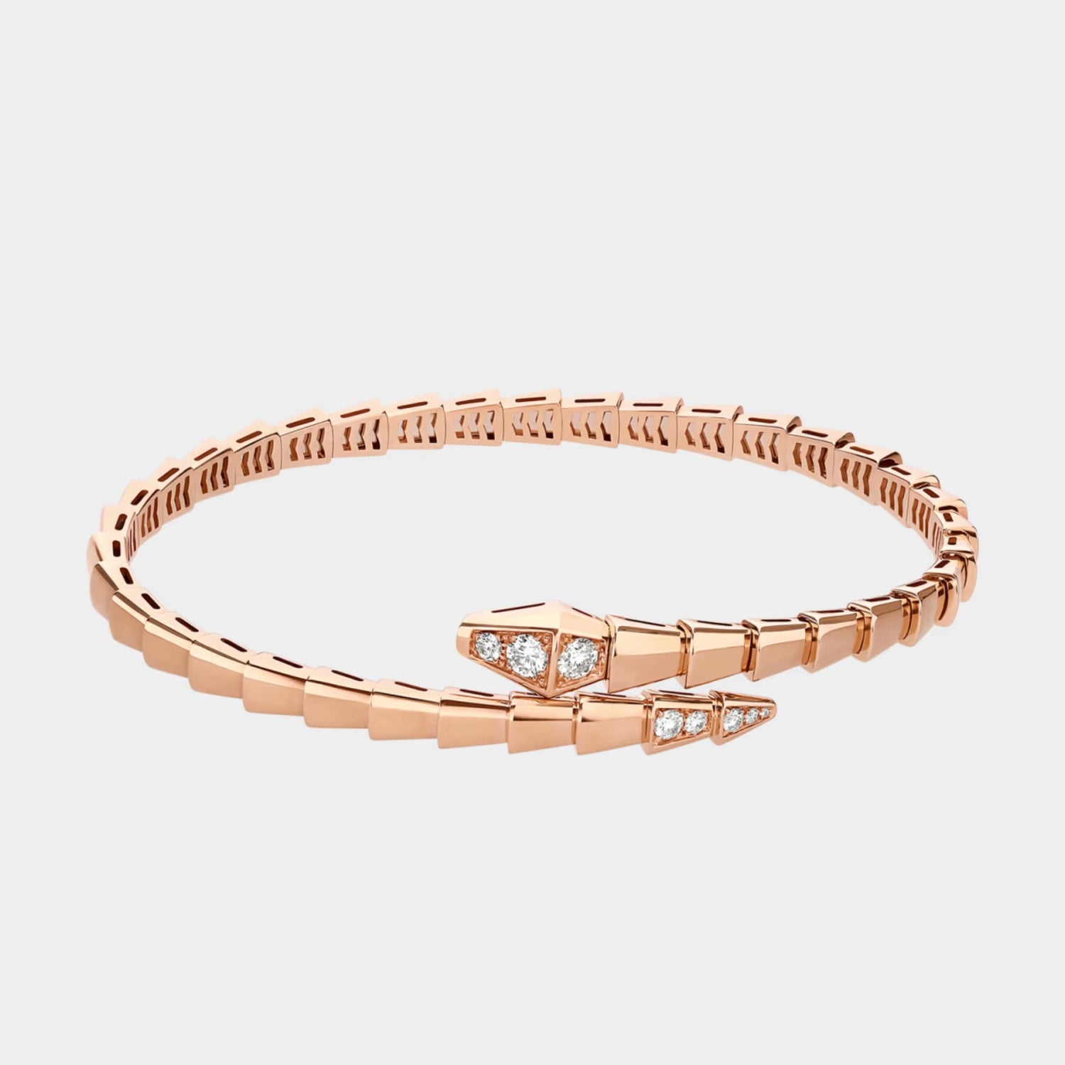 Serpenti Viper Bracelet Diamonds, Rose Gold, Side