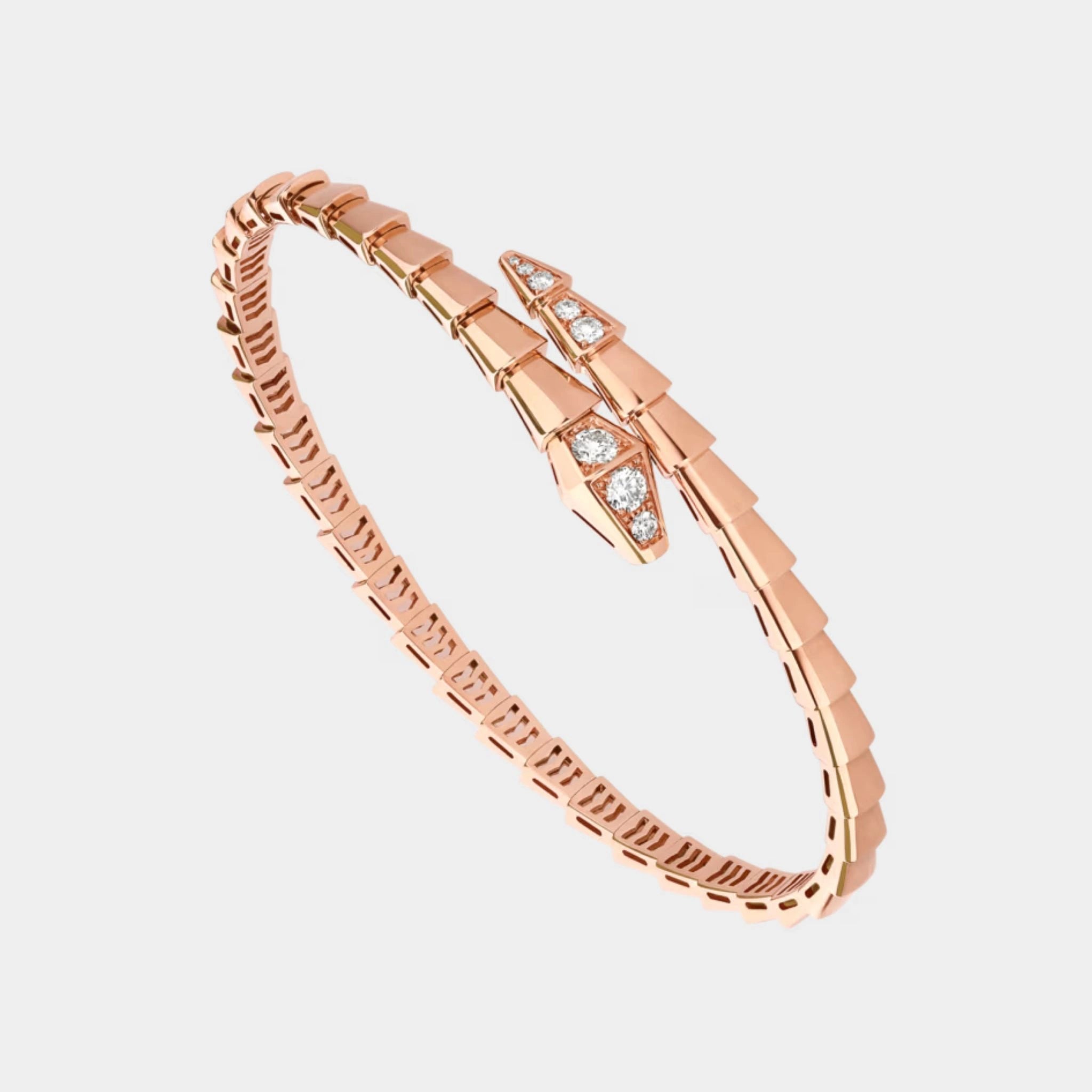 Serpenti Viper Bracelet Diamonds, Rose Gold, Front
