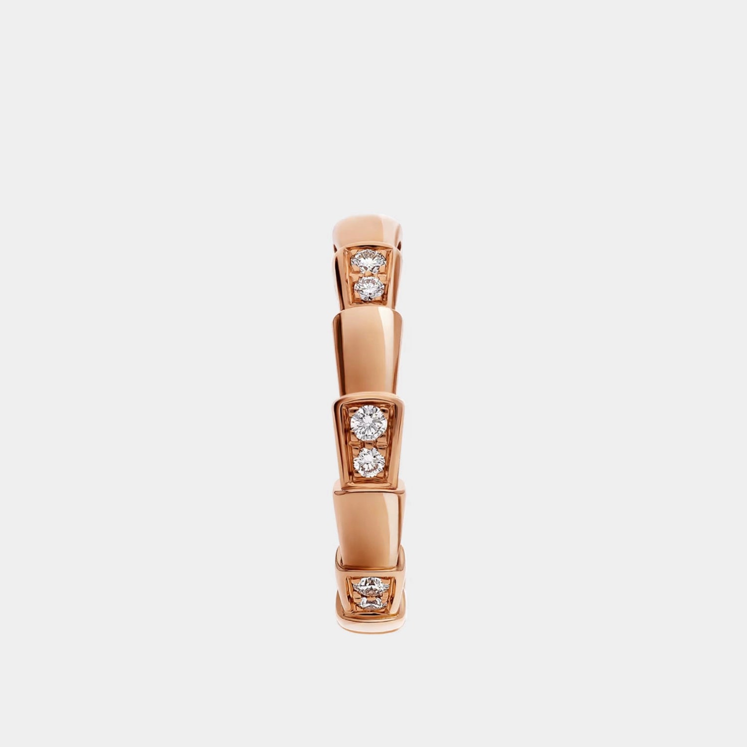 Serpenti Viper Demi Pave Diamonds Ring, Rose Gold, Front