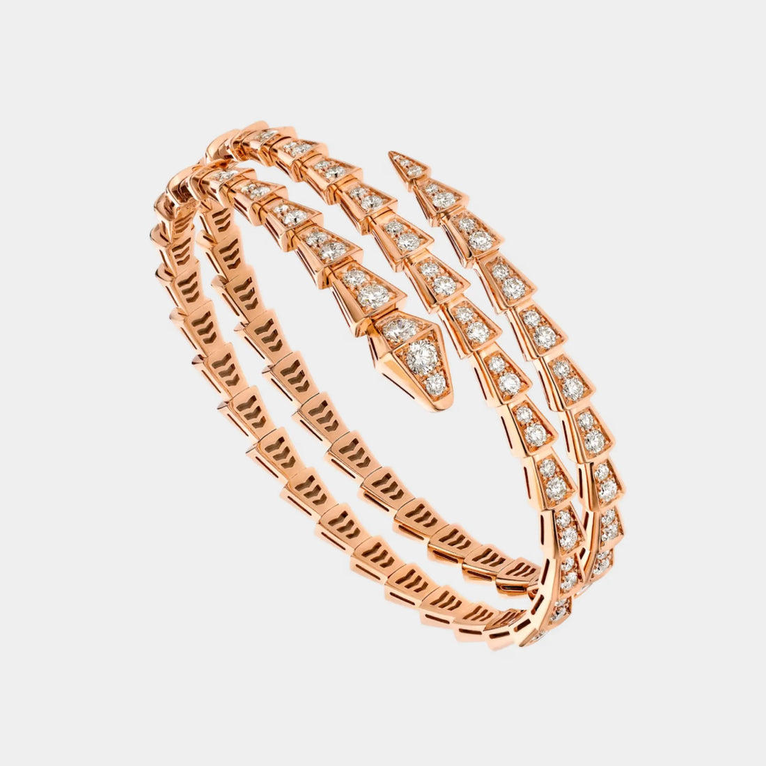 Serpenti Viper Diamond Bracelet 2 Loops, Rose Gold, Side