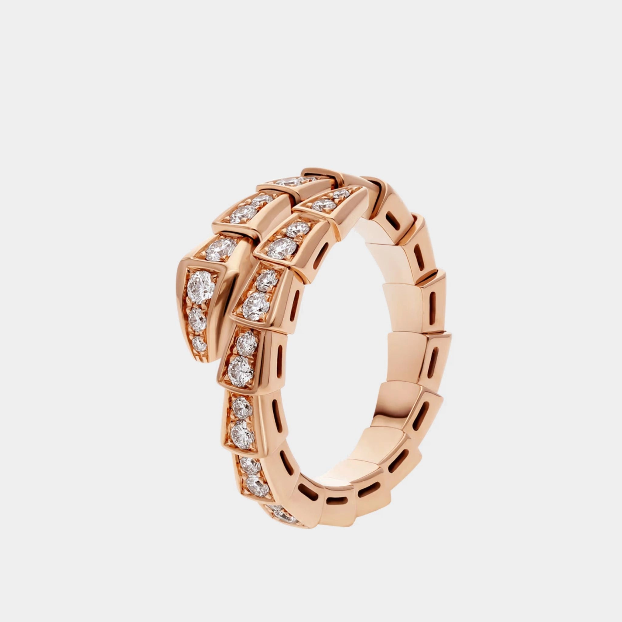 Bvlgari Serpenti Viper Diamond Ring 1 Loop, Rose Gold, Front