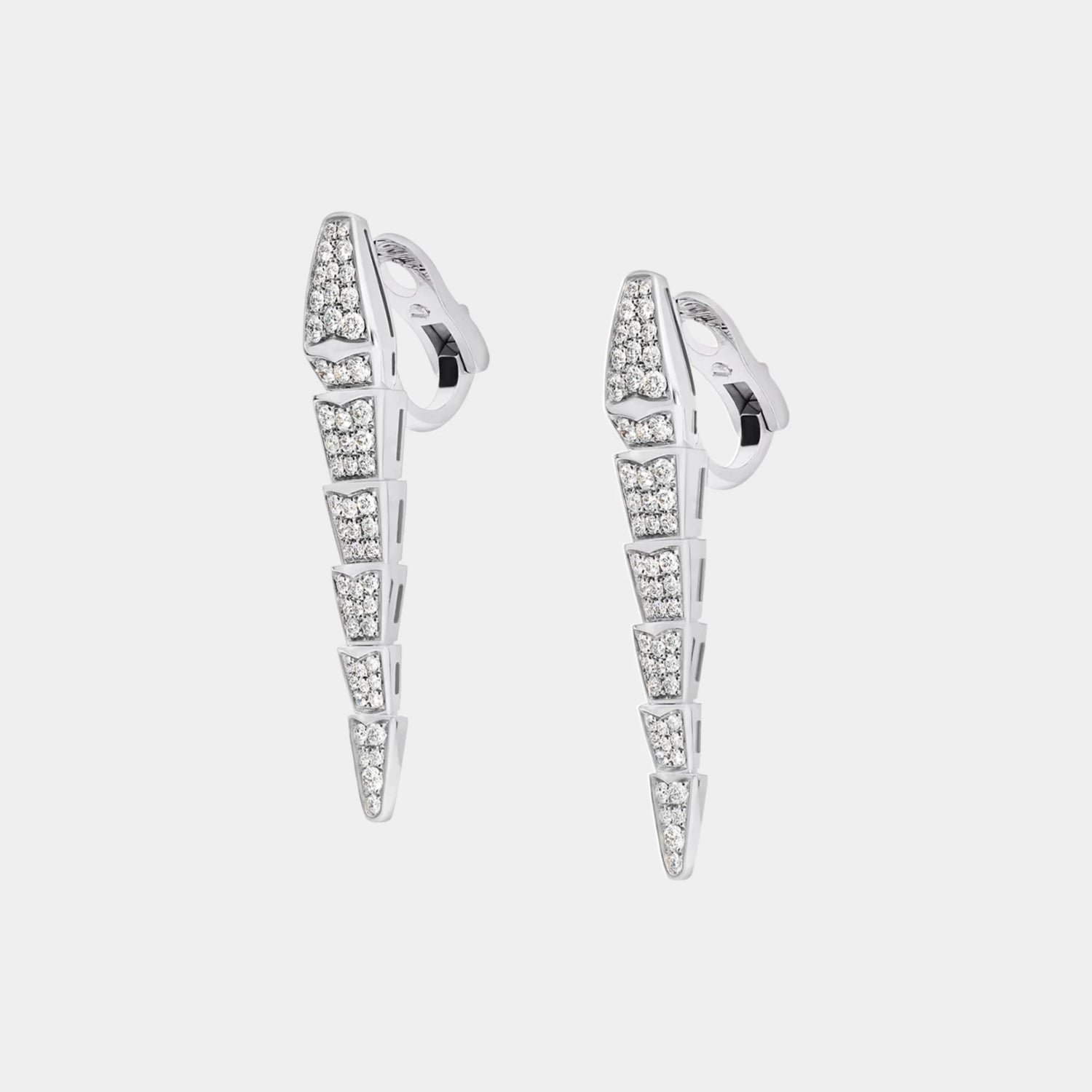 Bvlgari Serpenti Viper Earrings with Full Pave Diamonds, White Gold, Side