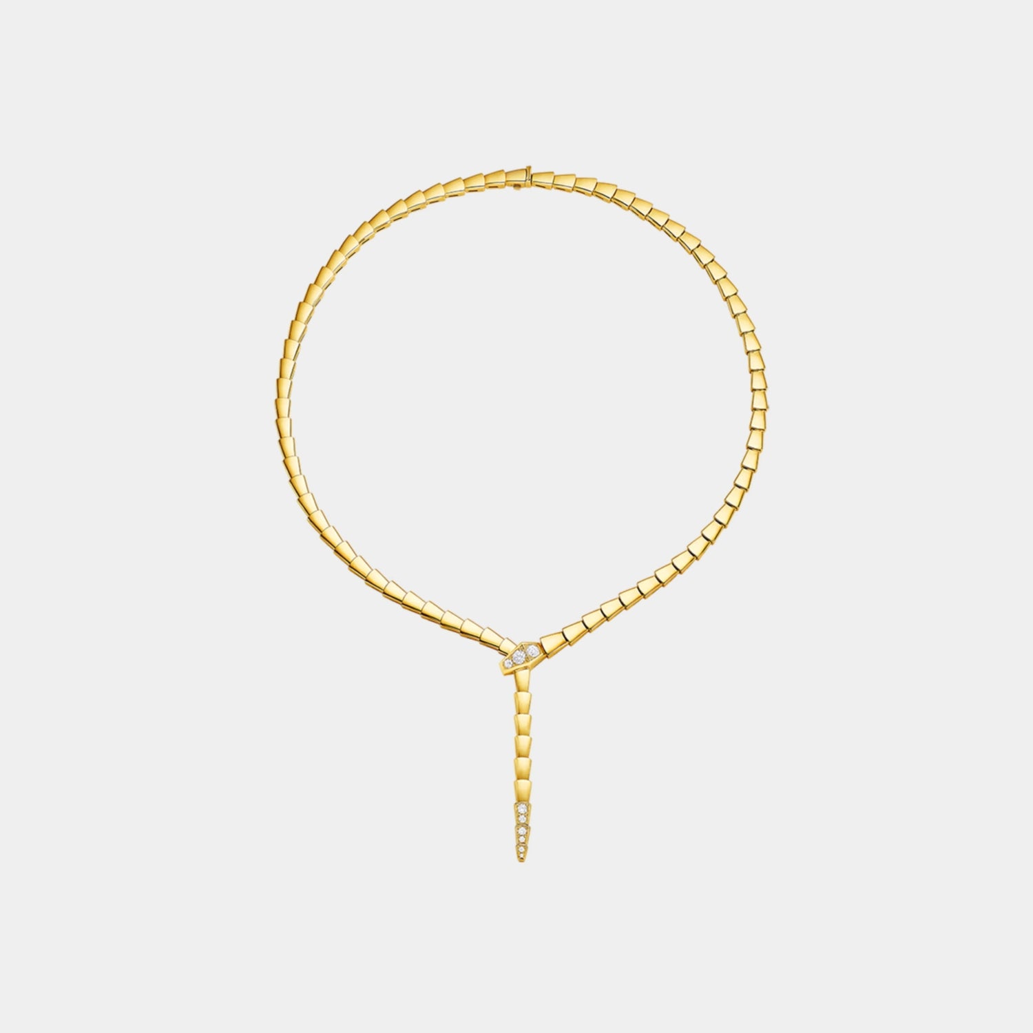 Bvlgari Serpenti Viper Necklace with Demi Pave Diamonds, Yellow Gold, Front