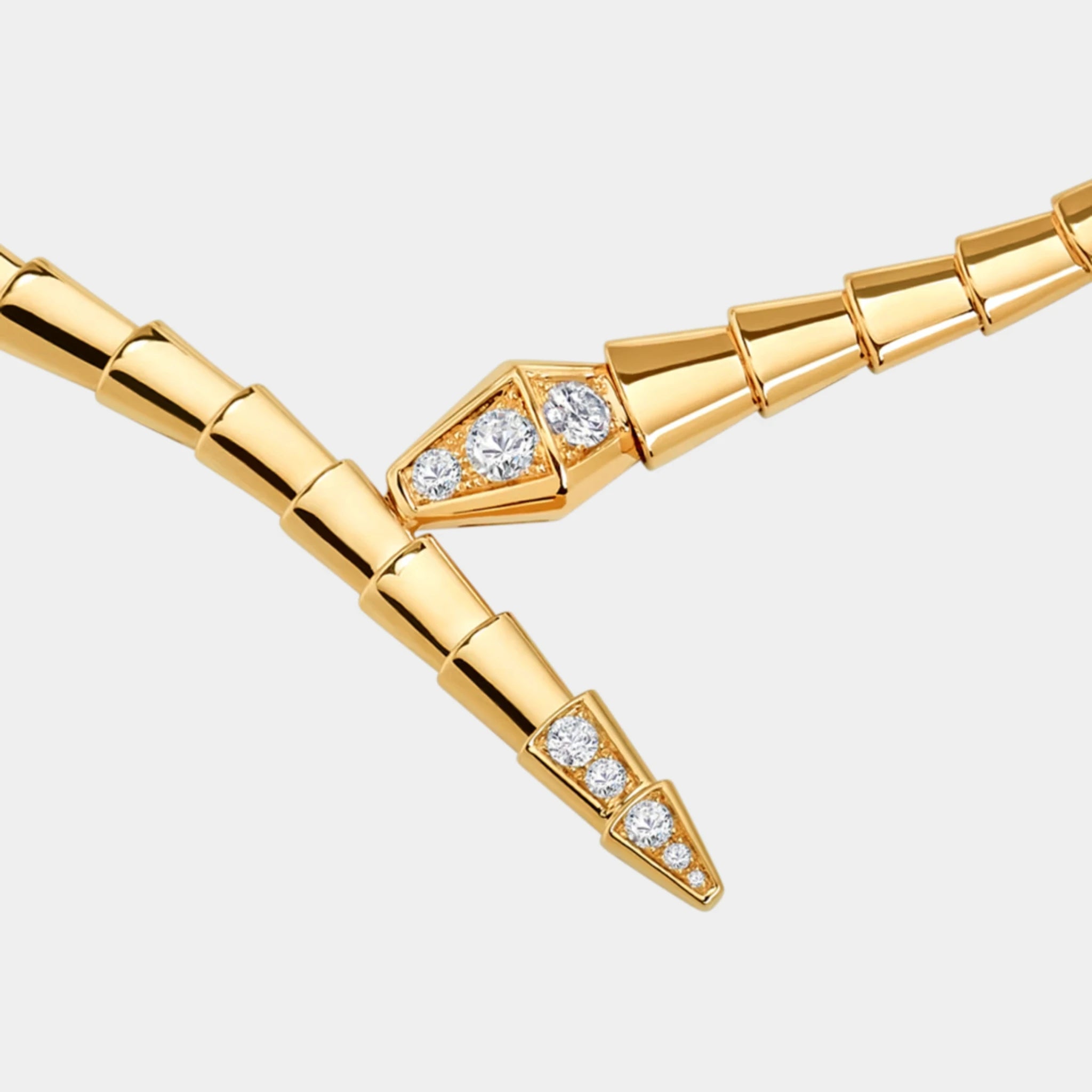 Bvlgari Serpenti Viper Necklace with Pave Diamonds, Yellow Gold, Close