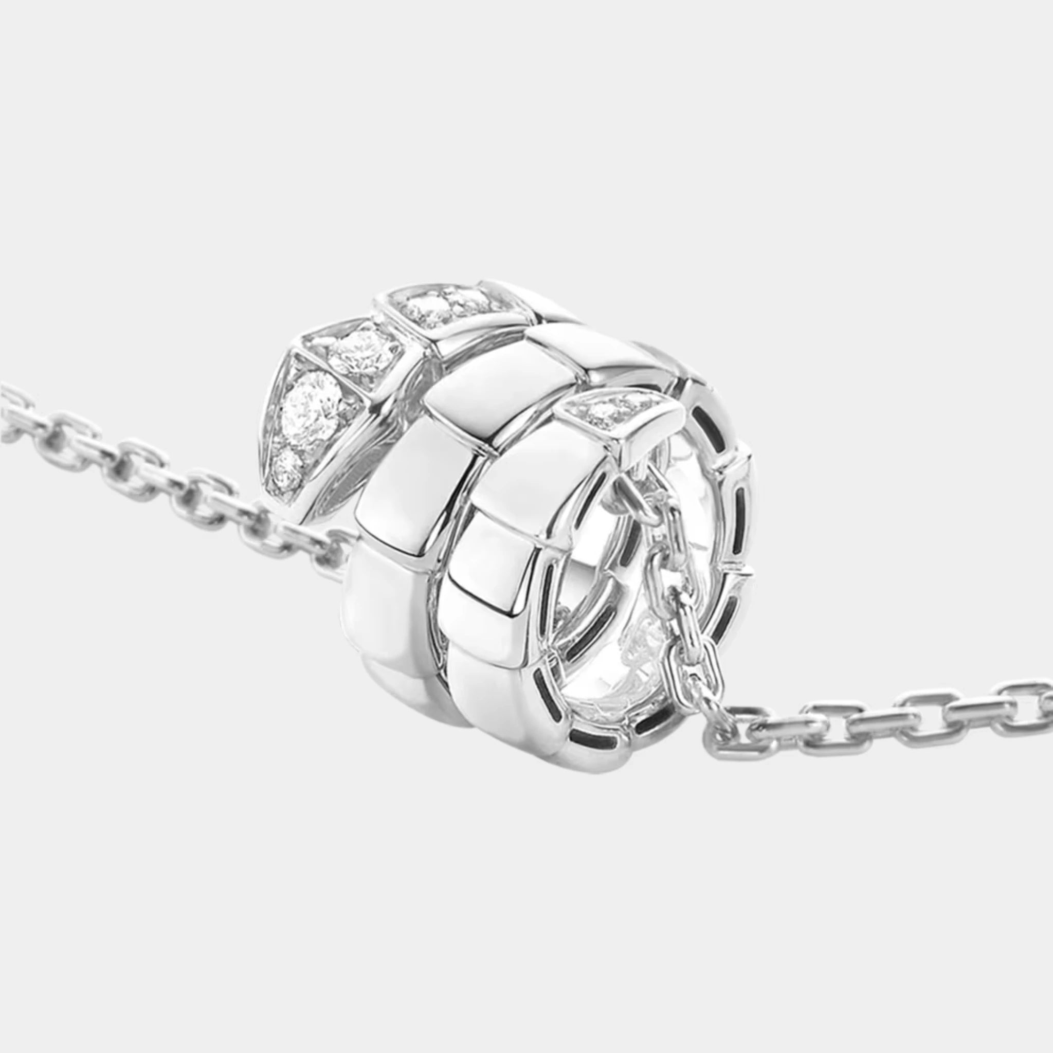 Bvlgari Serpenti Viper Pandant Necklace, White Gold, Close