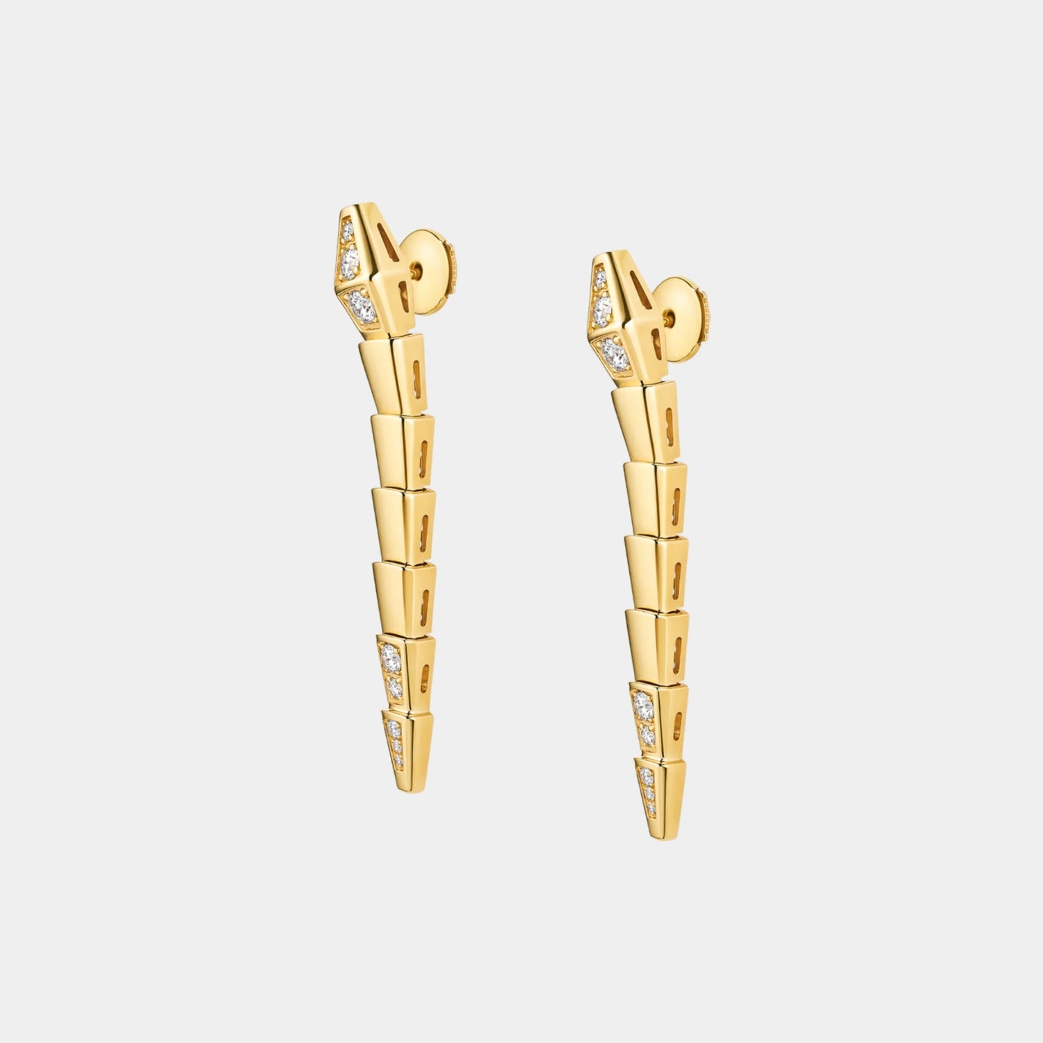 Bvlgari Serpenti Viper Pendant Earrings with Diamonds, Yellow Gold, Side