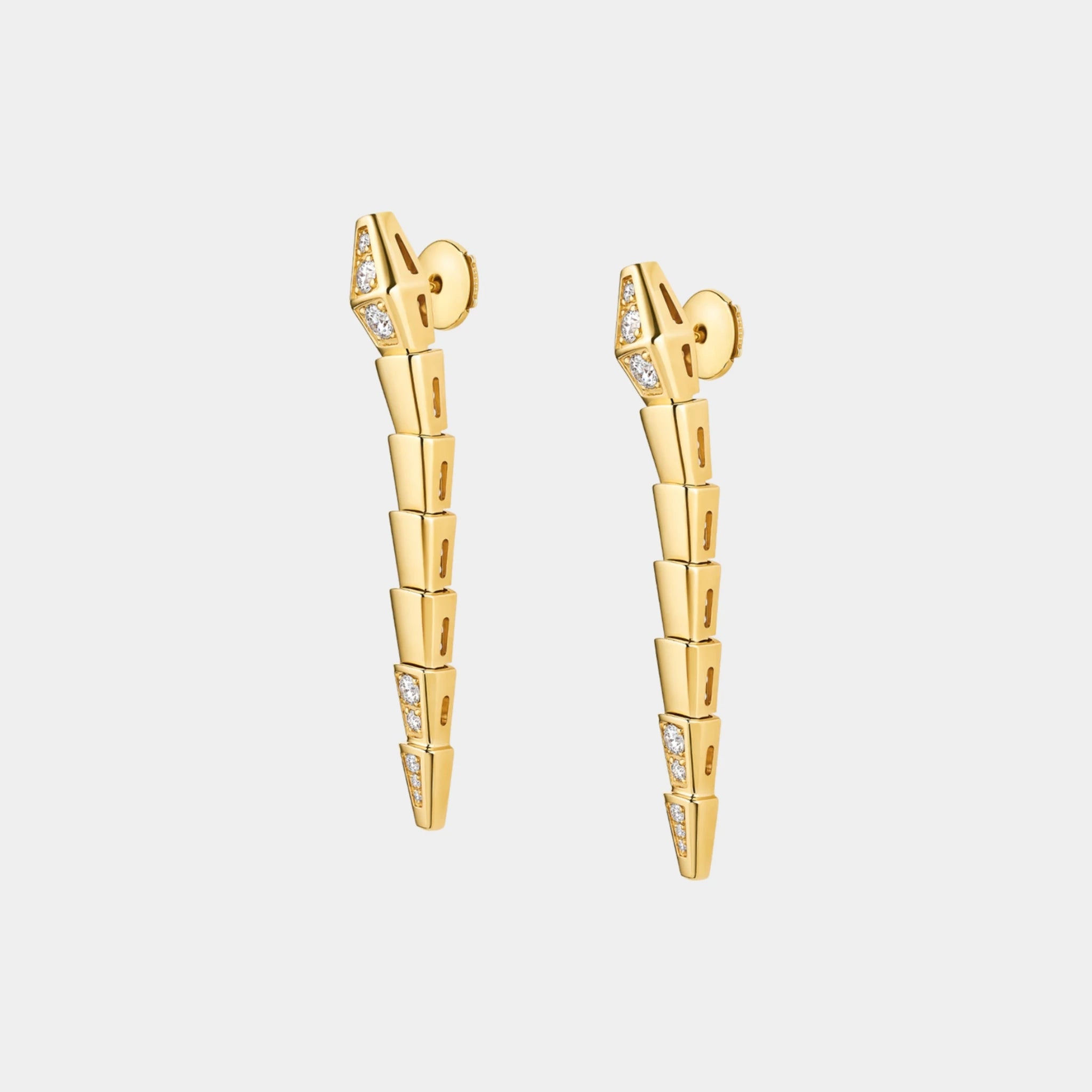 Bvlgari Serpenti Viper Pendant Earrings with Diamonds, Yellow Gold, Side