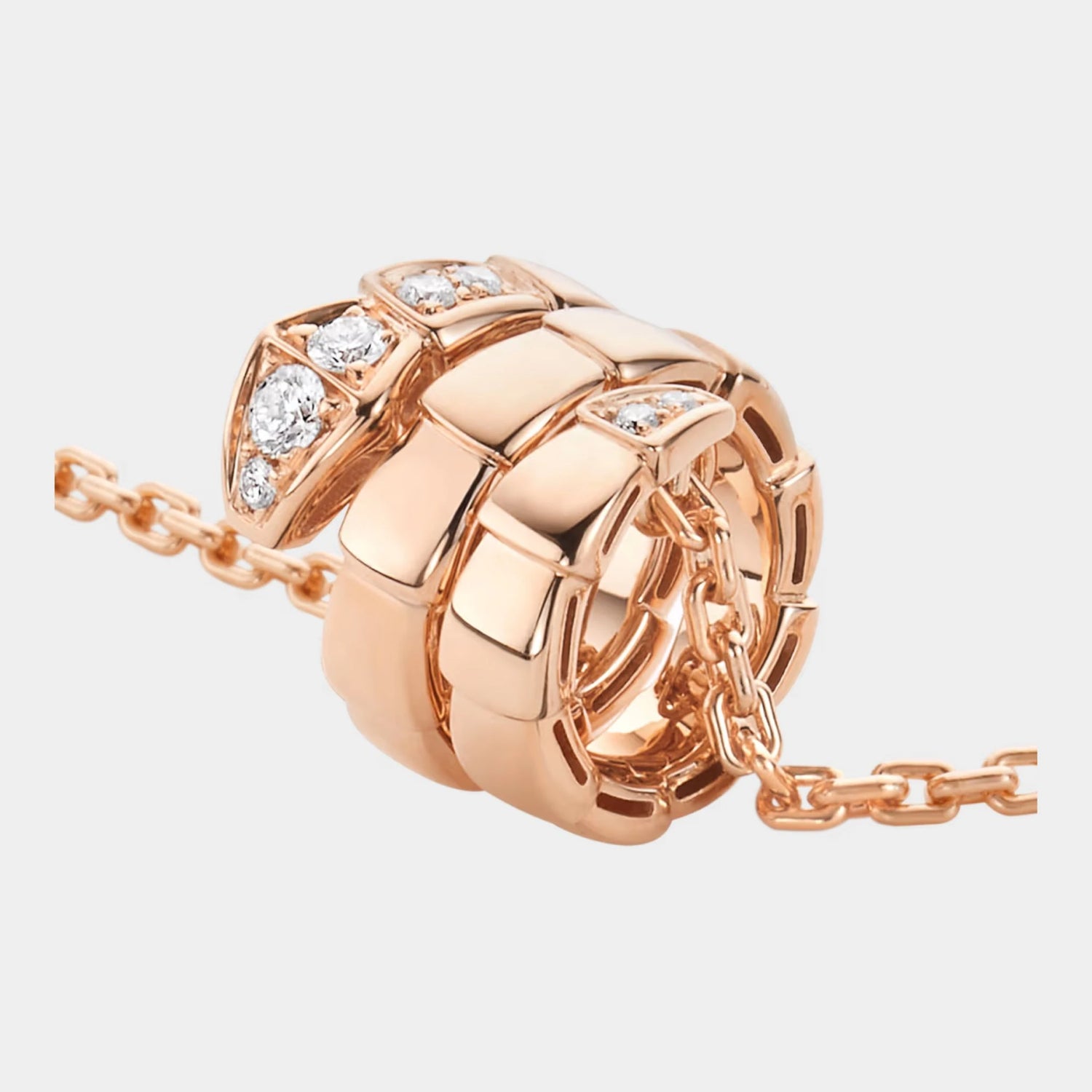 Serpenti Viper Necklace Rose Gold, Closeup