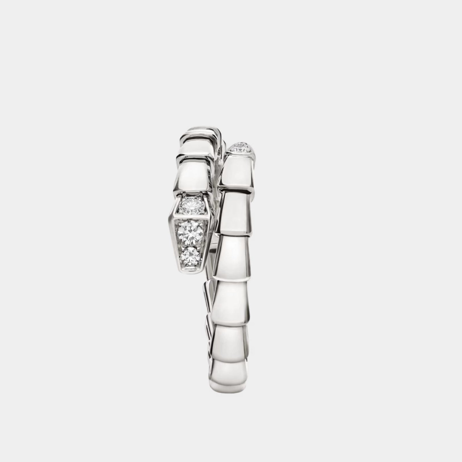 Bvlgari Serpenti Viper Ring 1 Loop, White Gold, Front