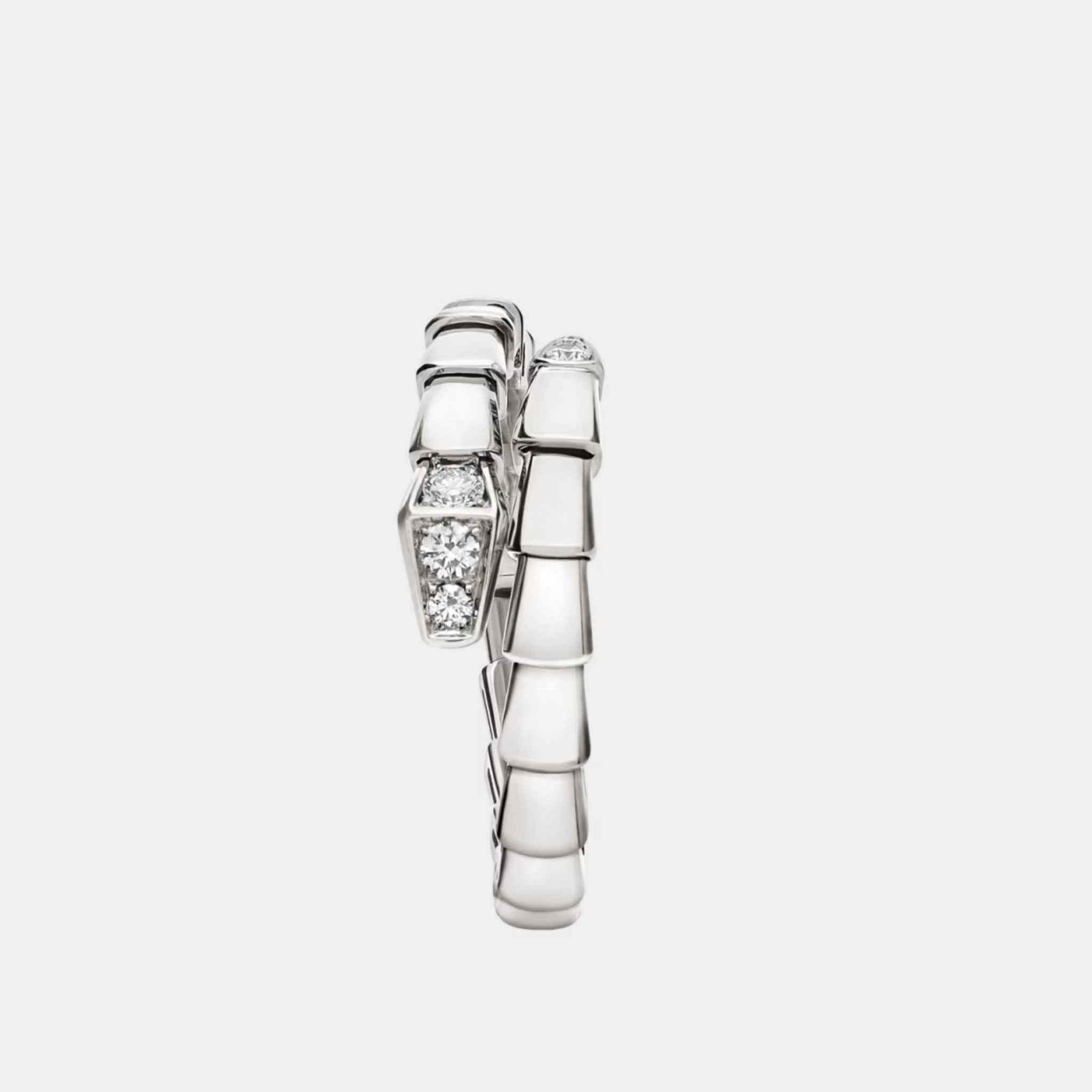 Bvlgari Serpenti Viper Ring 1 Loop, White Gold, Front