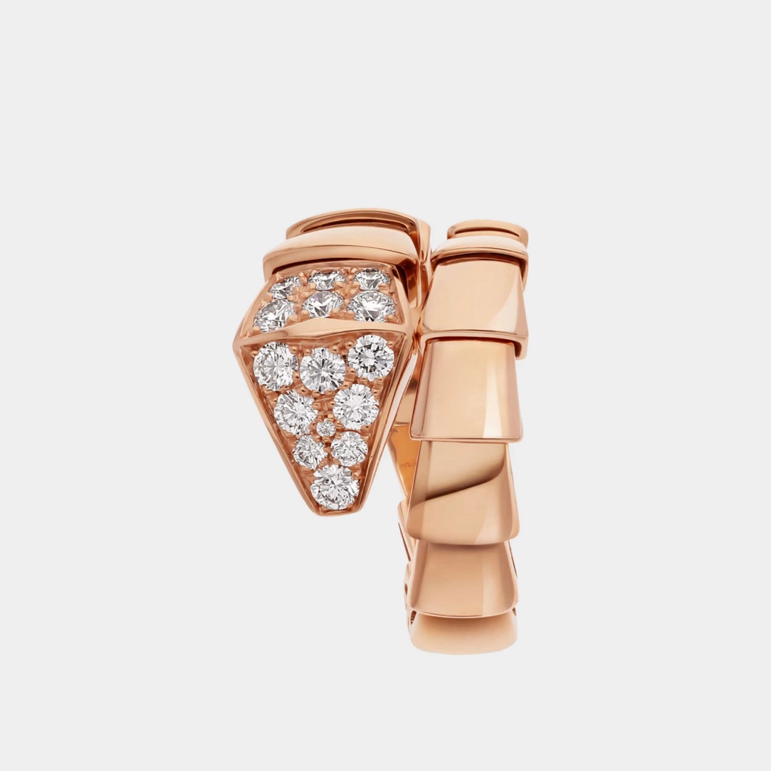 Bvlgari Serpenti Viper Rose Gold Diamond Ring, Front