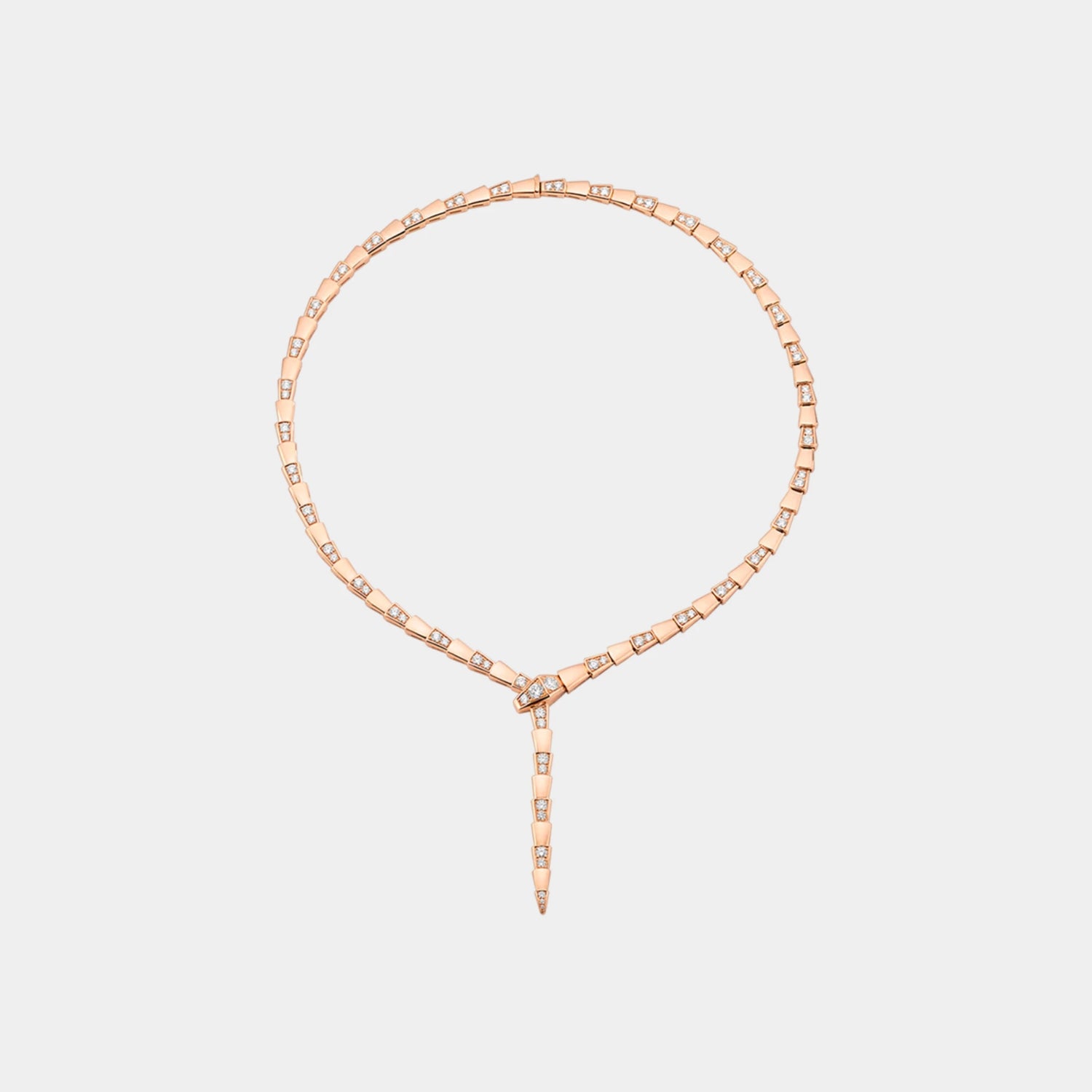 Bvlgari Serpenti Viper Thin Necklace Set with Demi Pave Diamonds, Rose Gold, Front