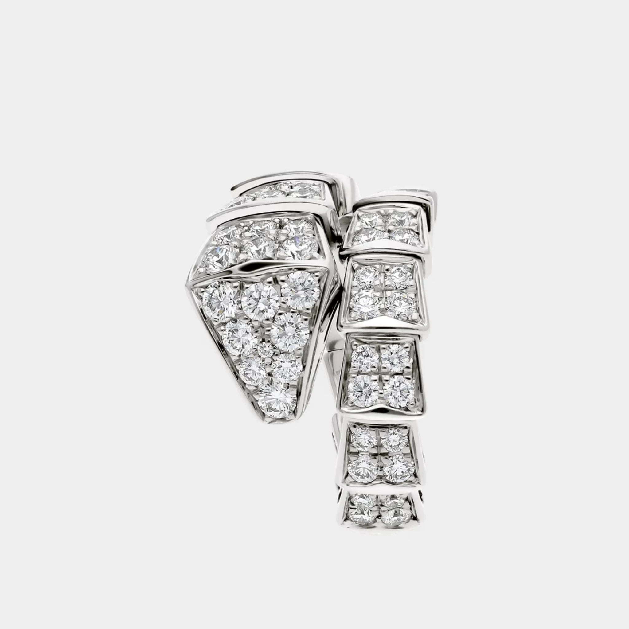 Serpenti Viper White Gold Diamond Ring, Front