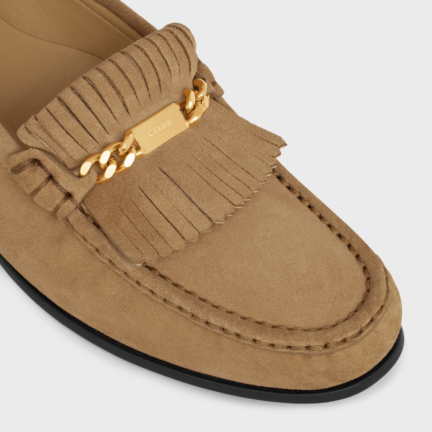 Luco Loafer With Fringes In Suede Calfskin