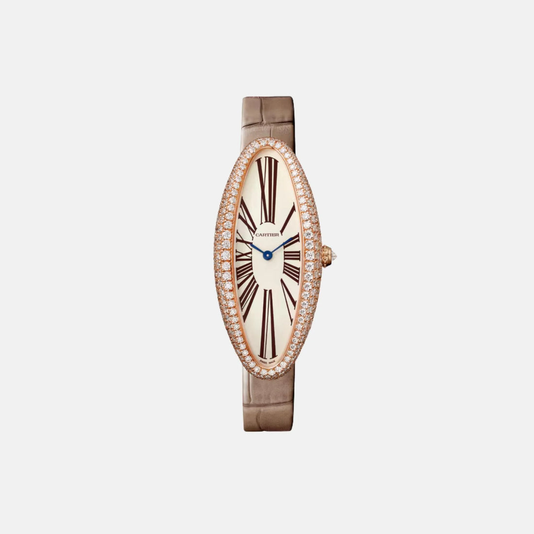 Cartier Baignoire Allongée Medium 18K Rose Gold Diamond Set WJBA0006, Front