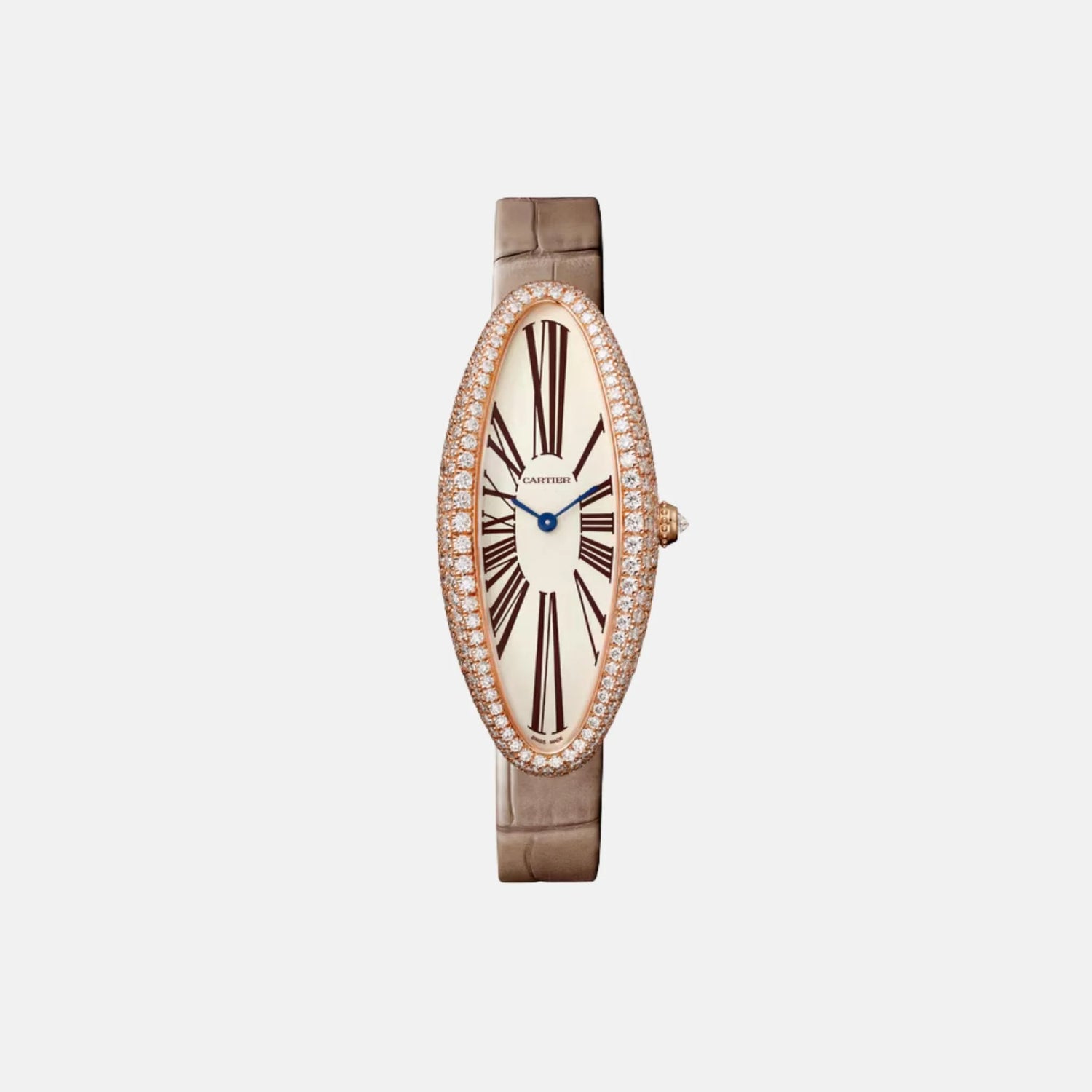 Cartier Baignoire Allongée Medium 18K Rose Gold Diamond Set WJBA0006, Front