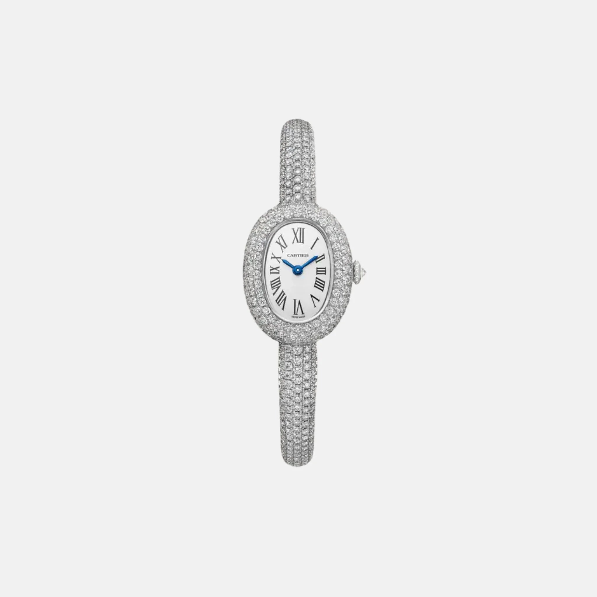 Cartier Baignoire Mini 18K White Gold Size 15 Full Diamond Set HPI01822