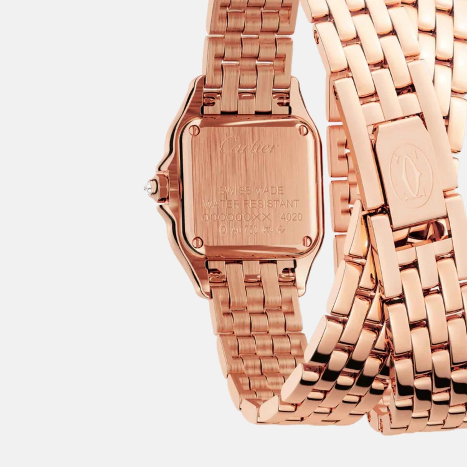 Cartier Panthere Small Model Rose Gold Double Loop Diamond WJPN0014, Back
