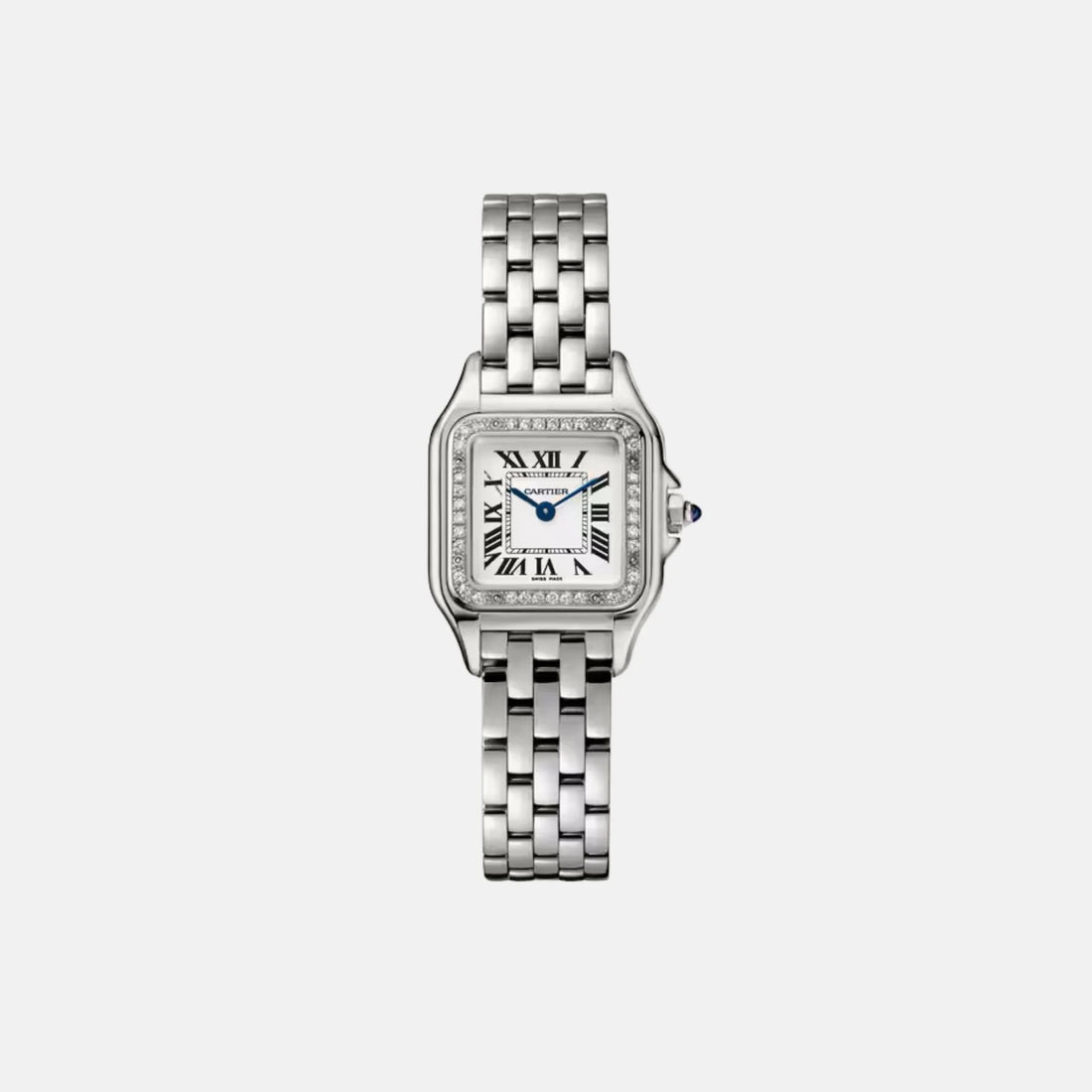 Cartier Panthere Small Model Steel Bracelet Diamond Bezel W4PN0016