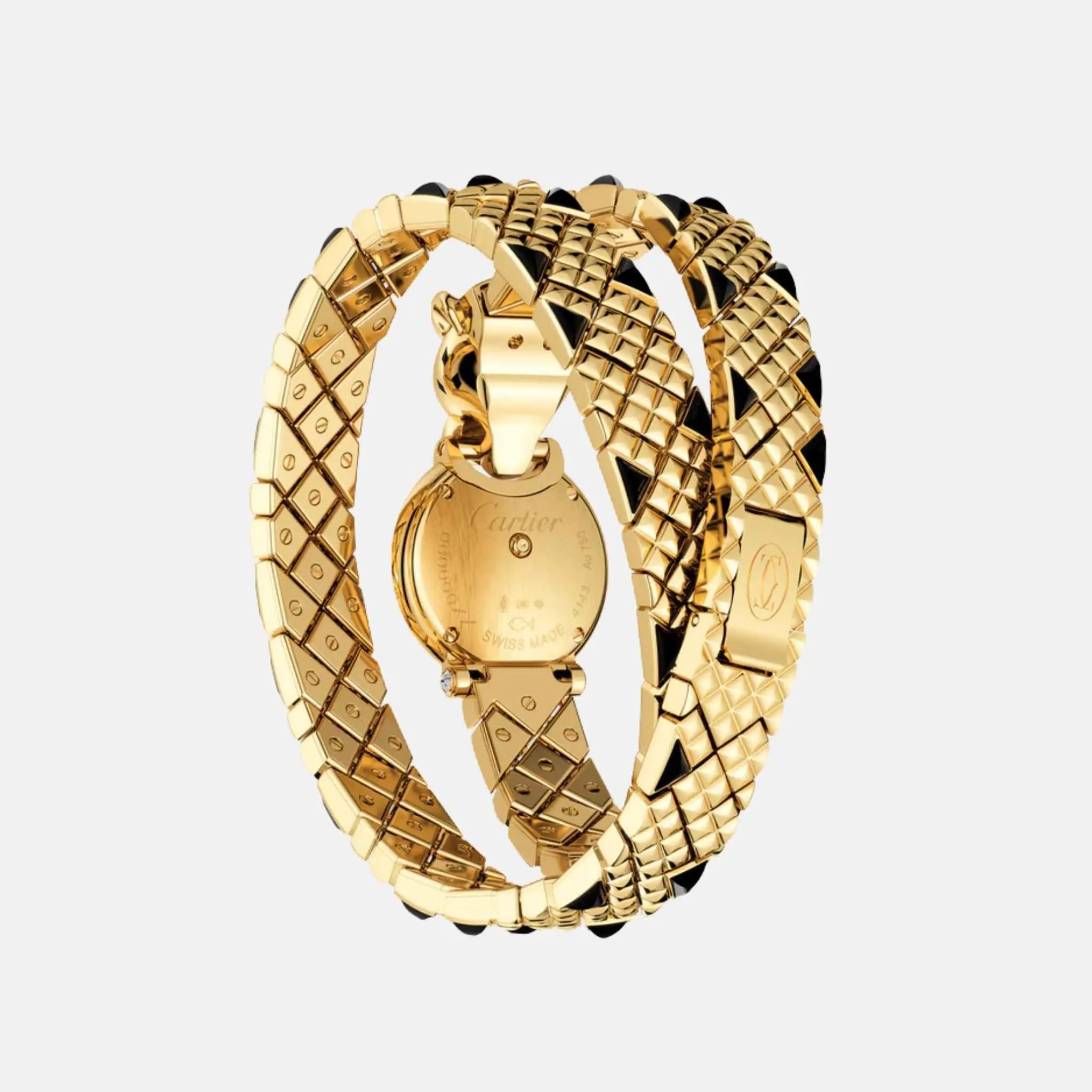 Cartier Panthere Yellow Gold Diamond Panther Head Double Loop HPI01382, Back