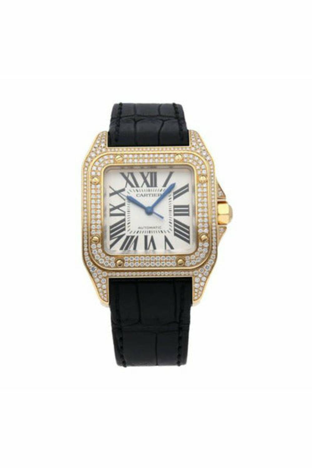 Santos 100 Midsize 18K Yellow Gold Diamond Watch