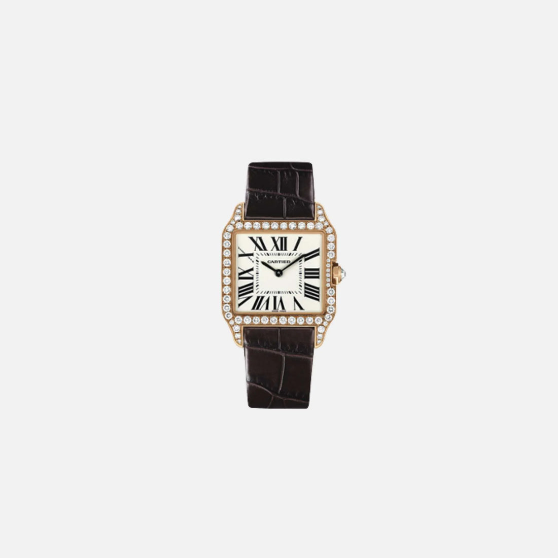 Cartier Santos Dumont Rose Gold/Diamond - Leather 44.6x34.6 mm WH100751, Front