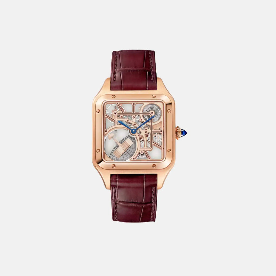 Cartier Santos Dumont Skeleton Large Model Rose Gold WHSA0030, Front