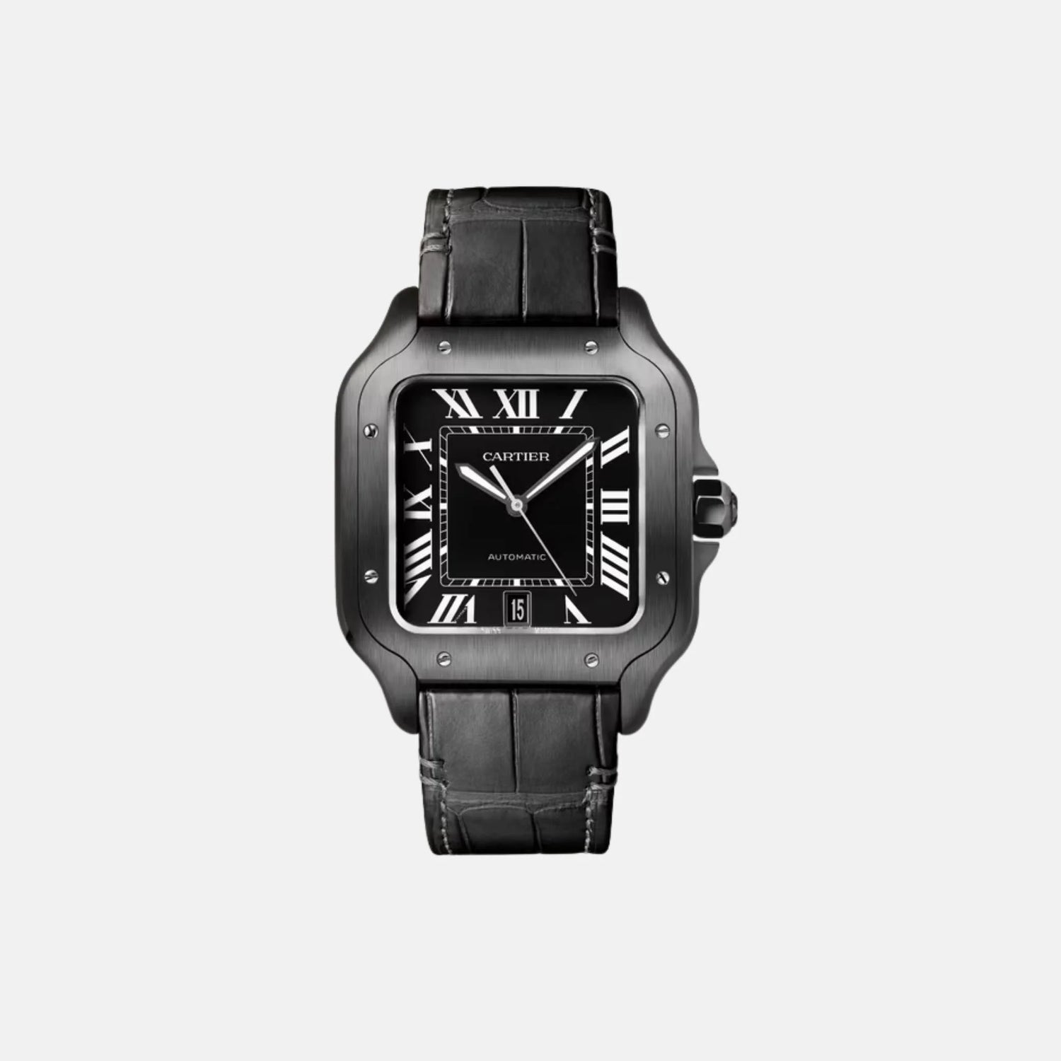 Cartier Santos Large Model Automatic Black Alligator WSSA0039