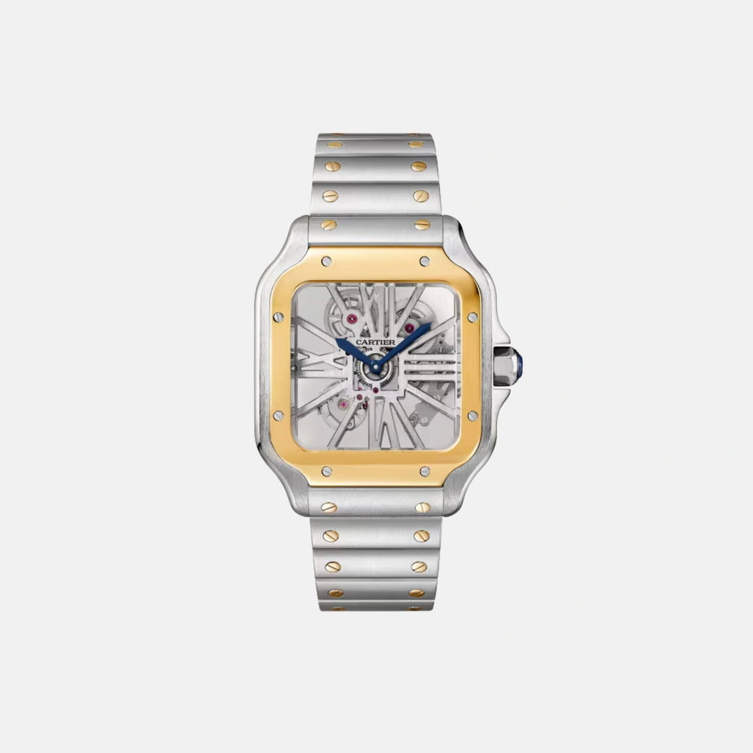 Cartier Santos Skeleton Large Model Steel Yellow Gold Bezel WHSA0019