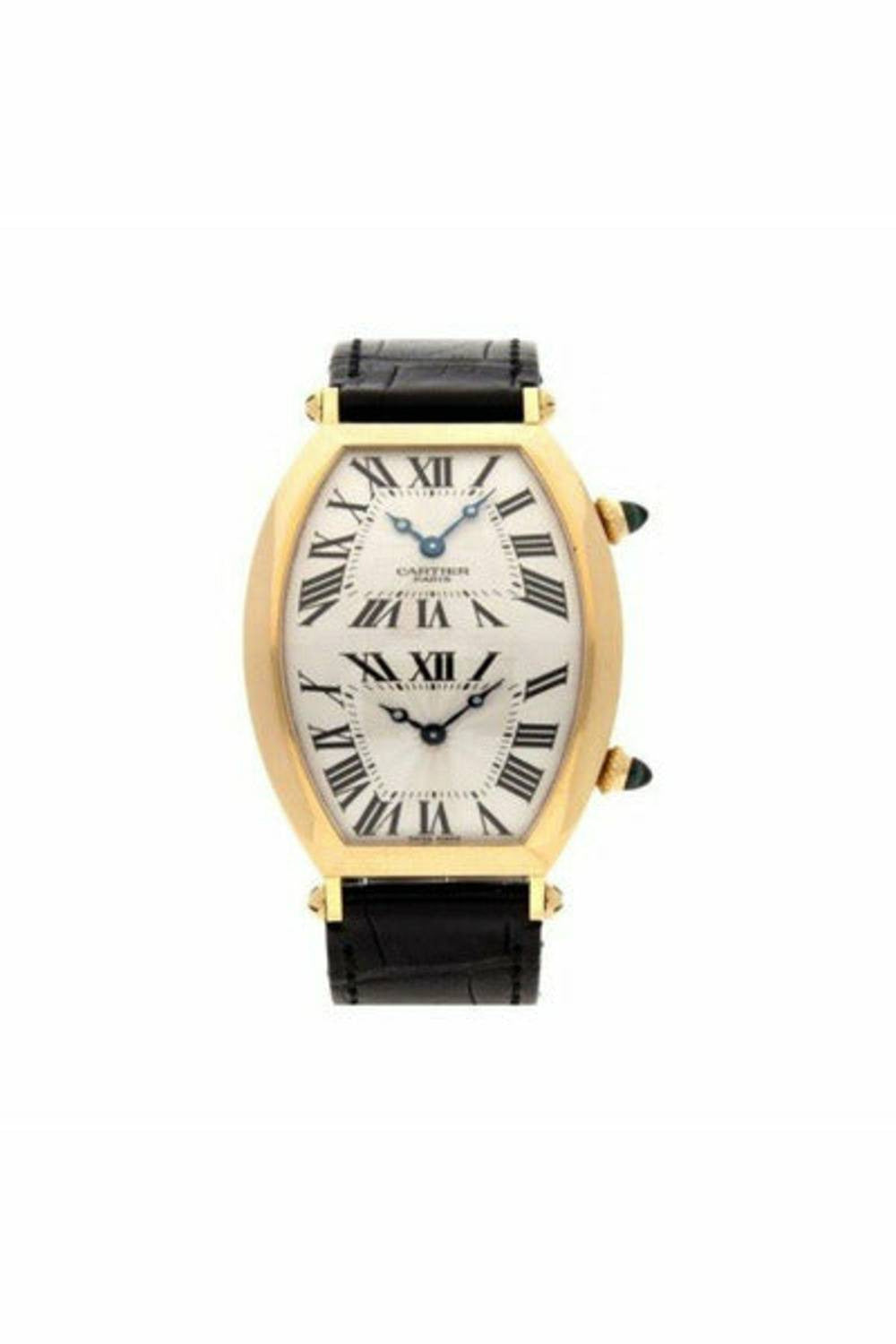 Tonneau Xl Two Time Zone 29.4Mm X 51.4Mm 18Kt Yellow Gold Men&