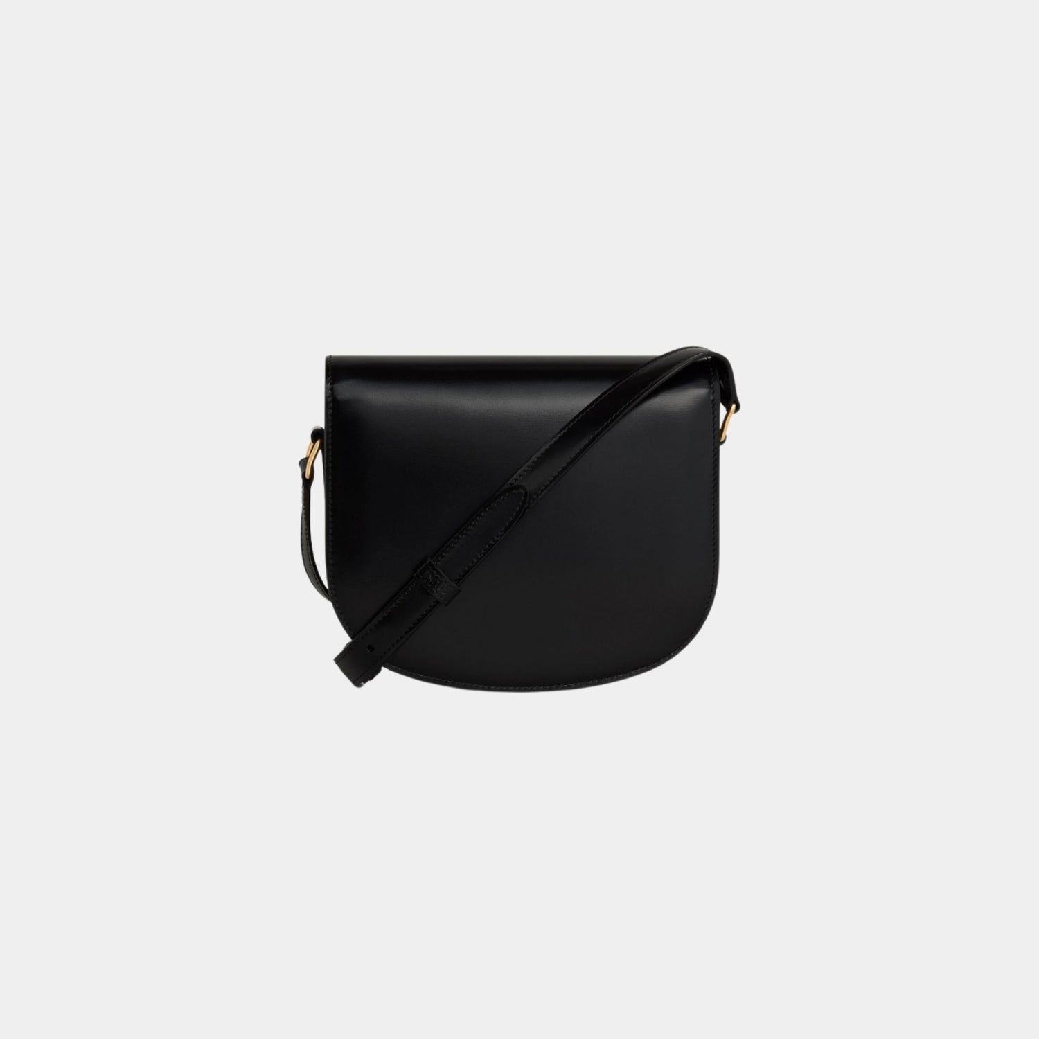 Celine Besace Clea In Shiny Calfskin Handbag, Black, Back View