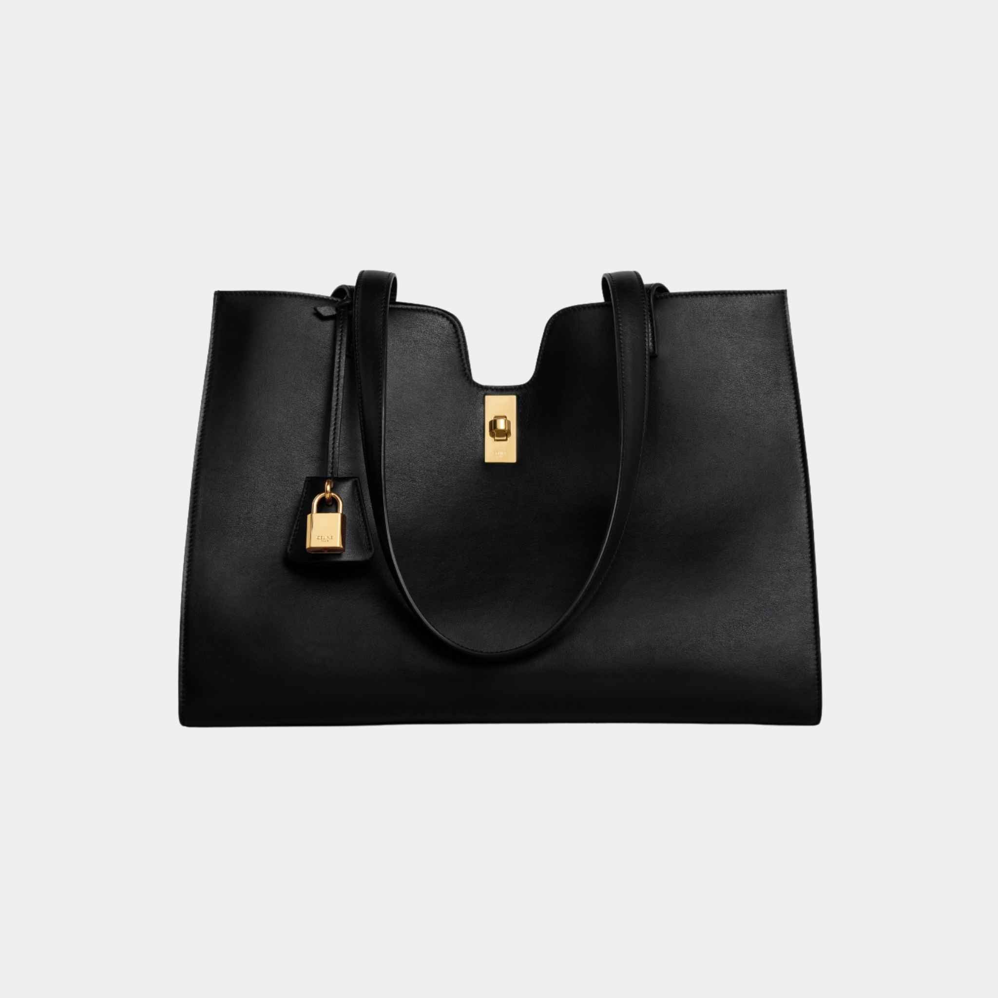 Celine Cabas 16 Soft In Smooth Calfskin Handbag, Black, Front View