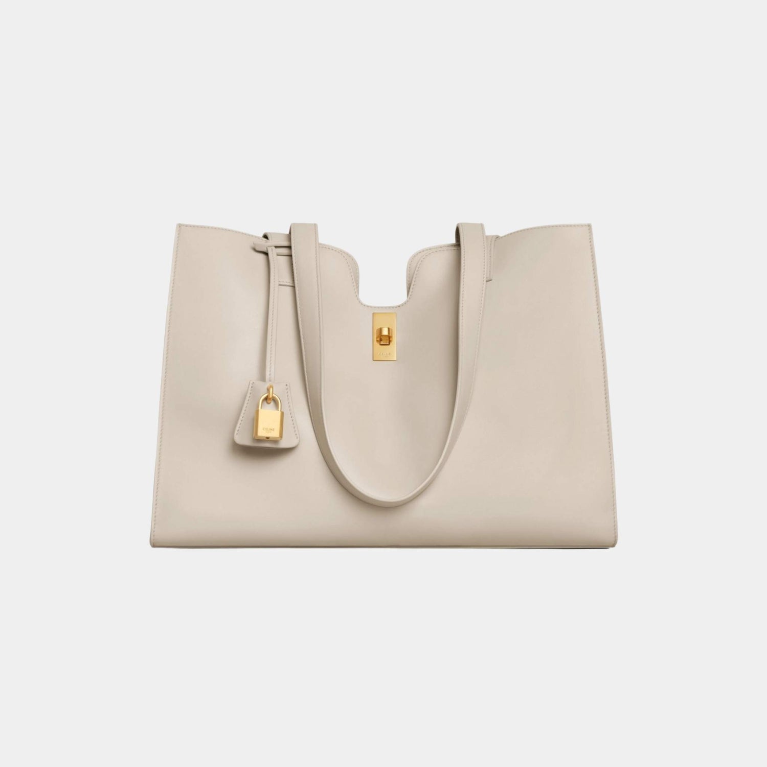 Celine Cabas 16 Soft In Smooth Calfskin Handbag, Light Stone, Front View