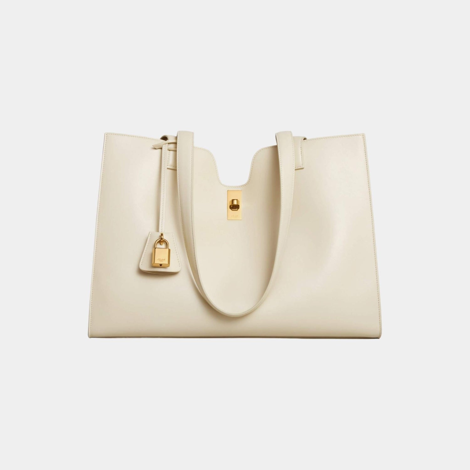 Celine Cabas 16 Soft In Smooth Calfskin Handbag, Limestone, Front View