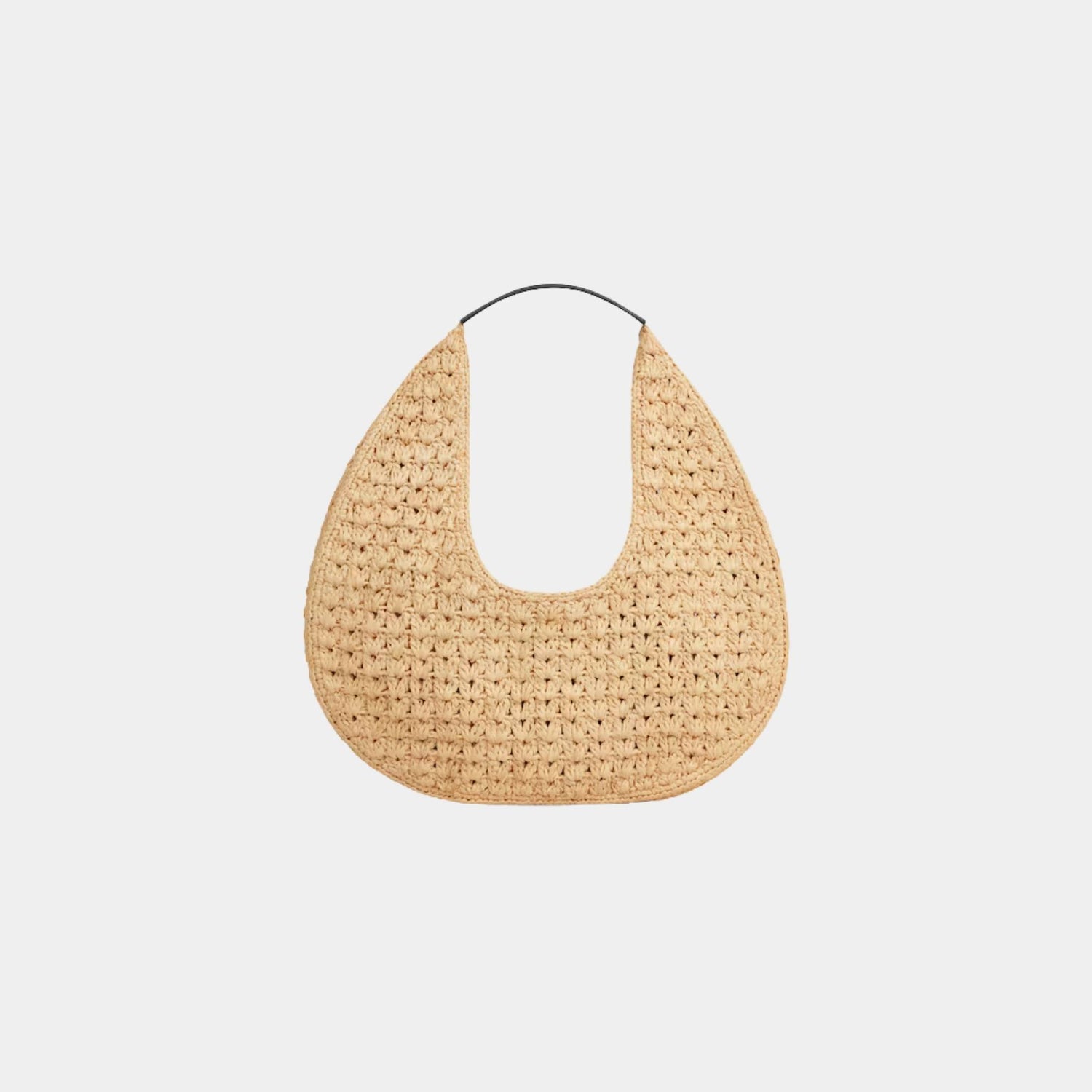 Celine Classic Panier Hobo Bag in Raffia and Calfskin, Naturel, Noir, Back