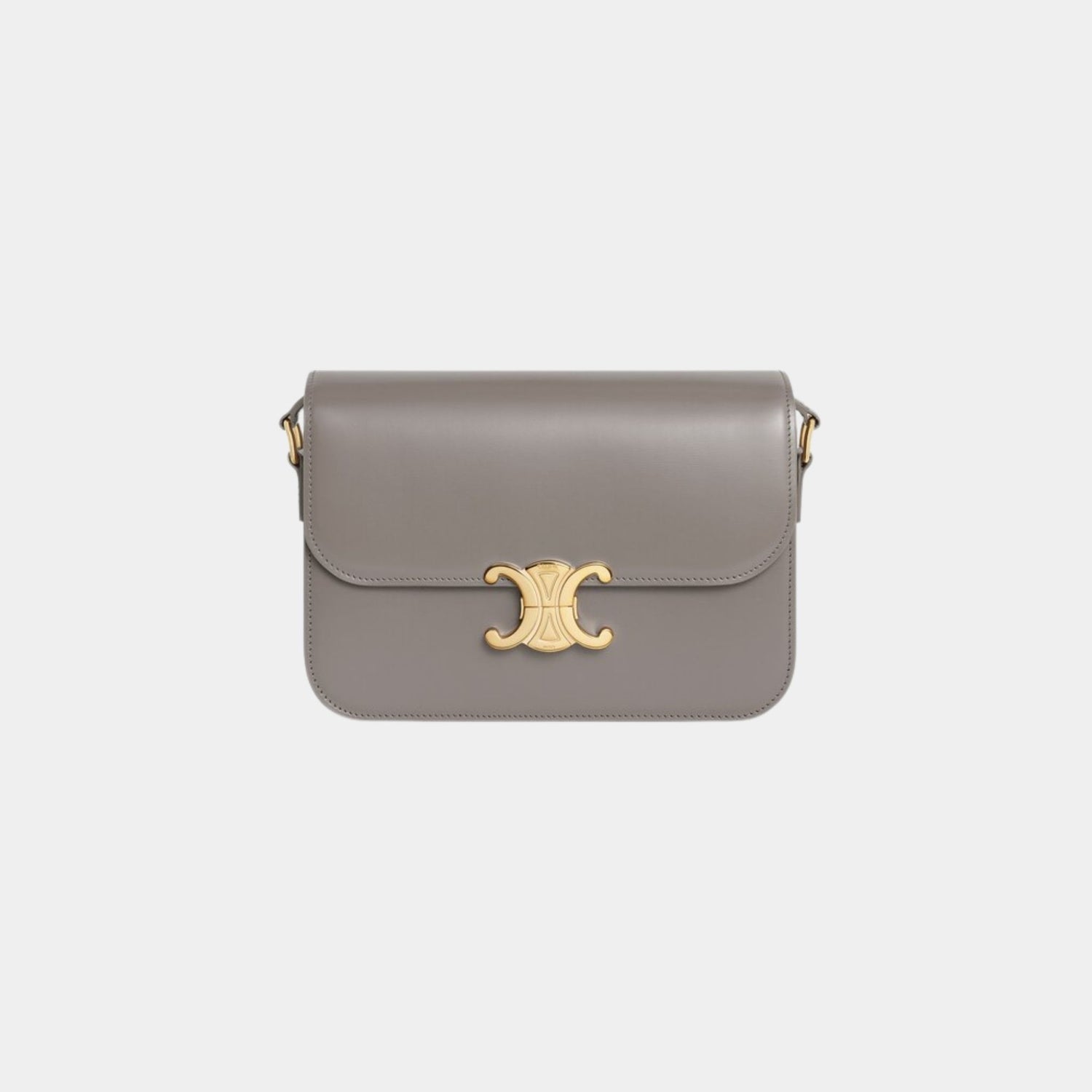 Celine Classique Triomphe Bag In Shiny Calfskin Handbag, Pebble
