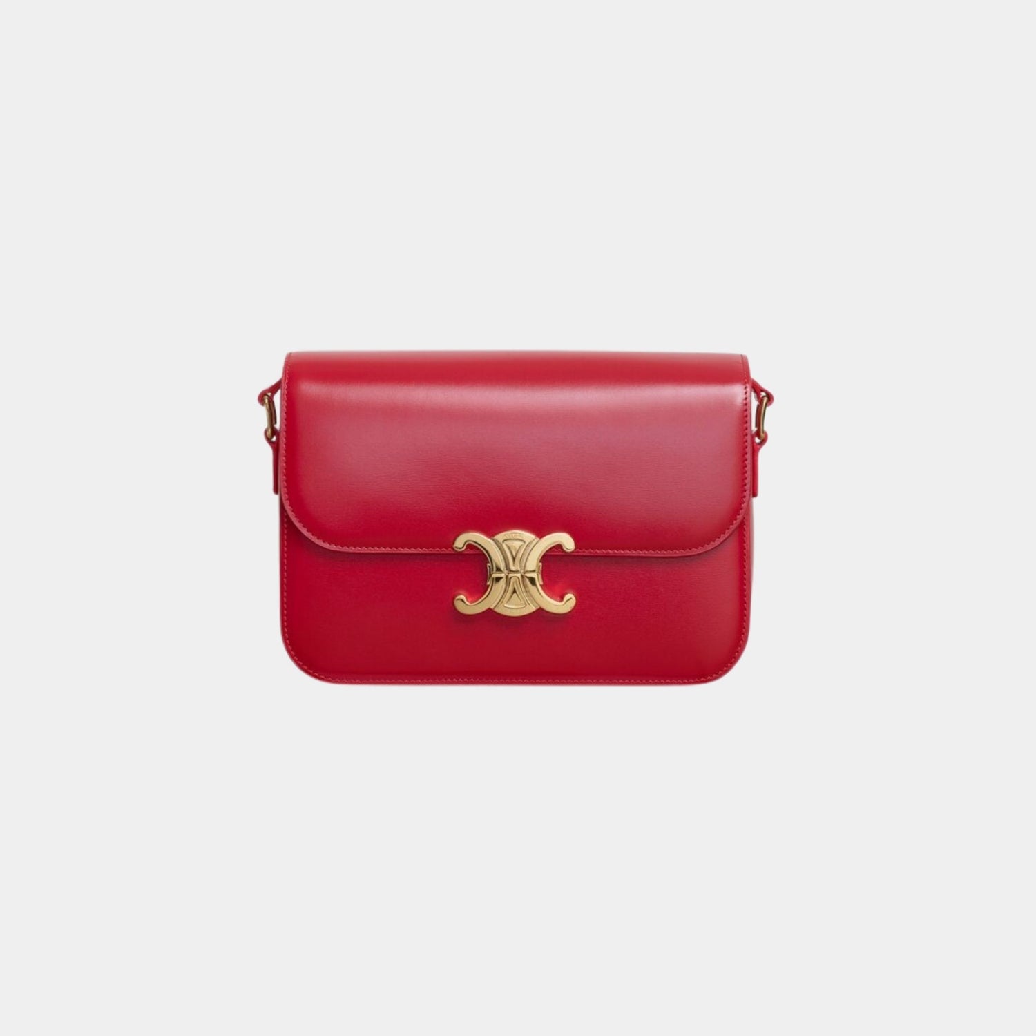 Celine Classique Triomphe Bag In Shiny Calfskin Handbag, Red