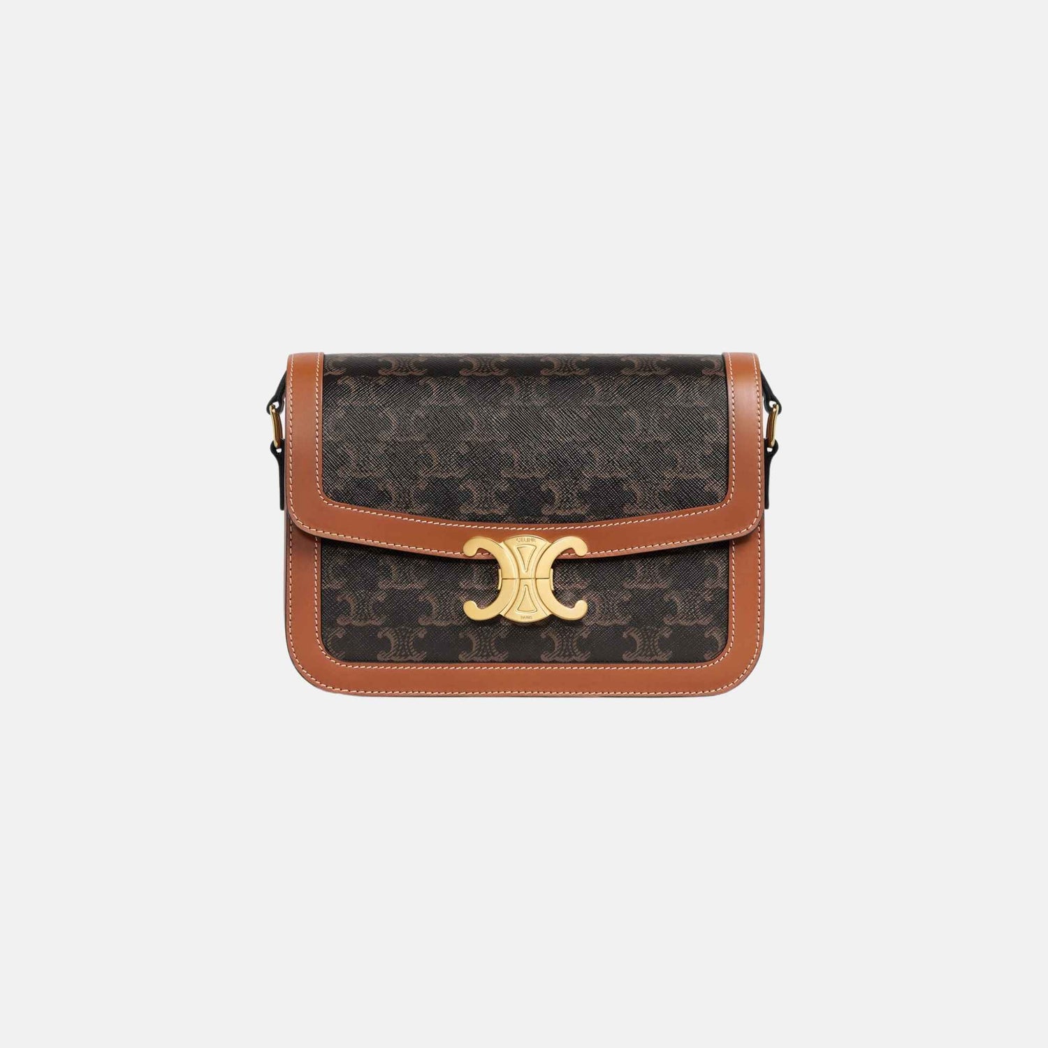 Celine Classique Triomphe Bag In Triomphe Canvas And Calfskin, Front