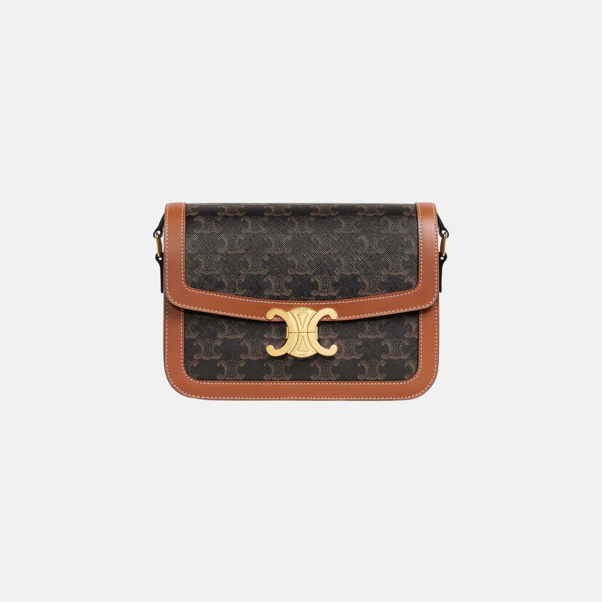 Celine Classique Triomphe Bag In Triomphe Canvas And Calfskin, Front