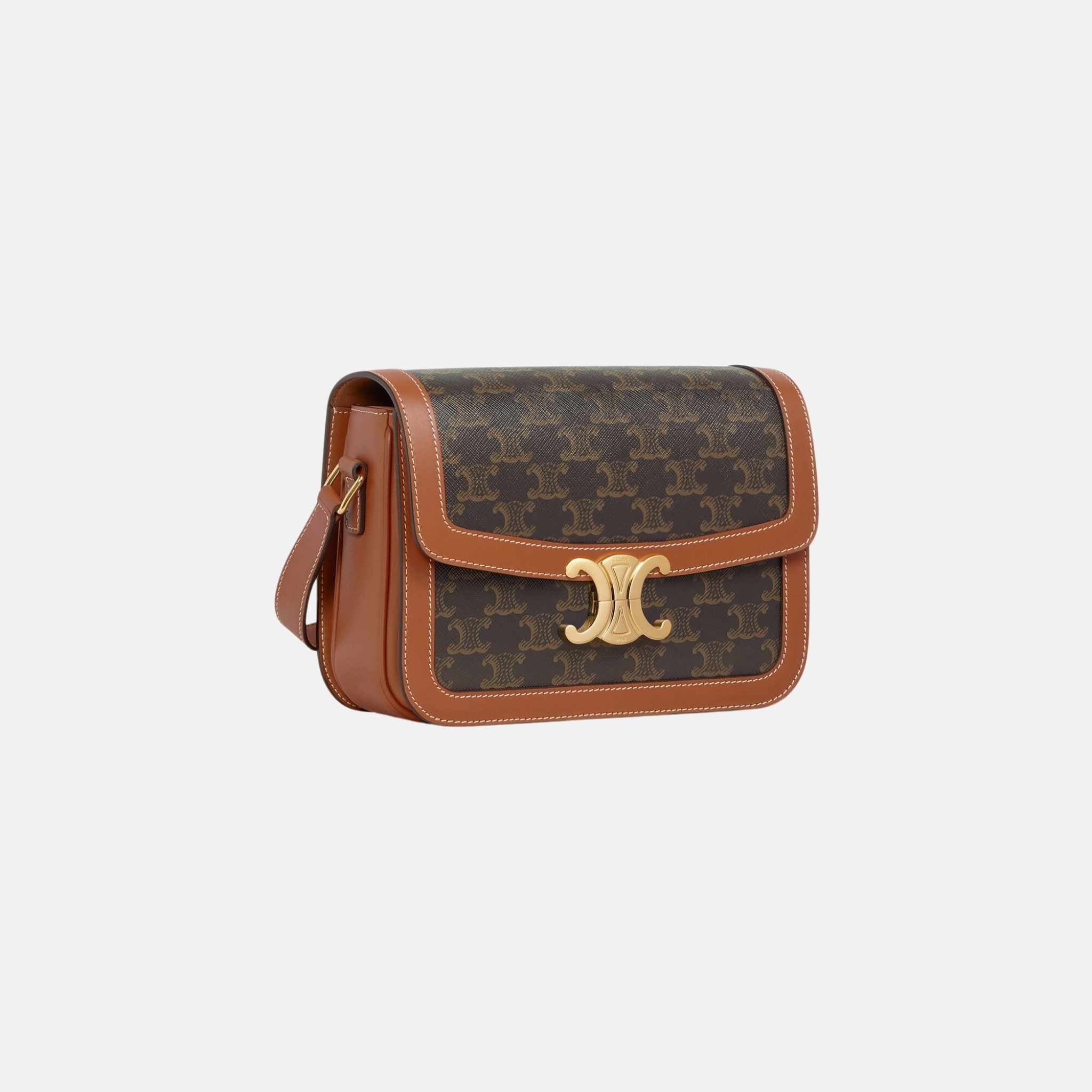 Celine Classique Triomphe Bag In Triomphe Canvas And Calfskin, Side