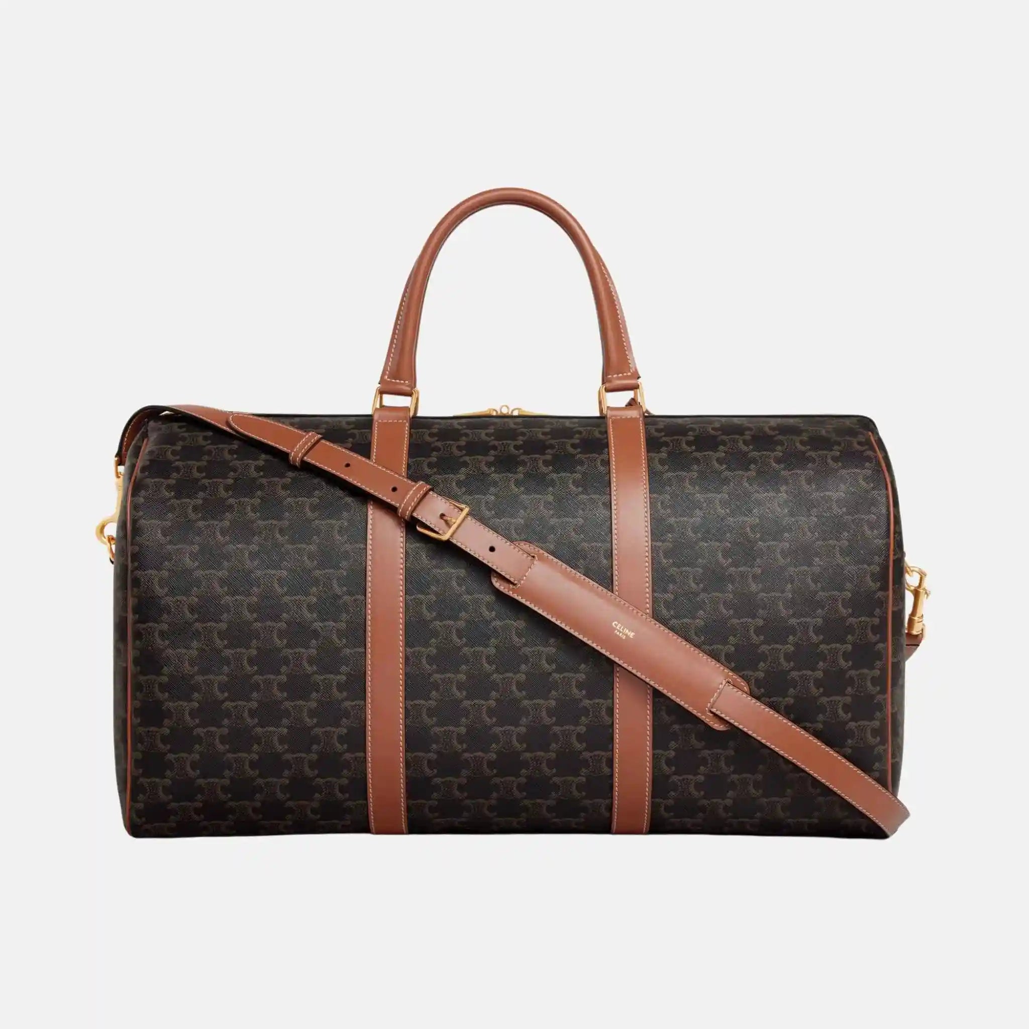 Celine Large Travel Bag In Triomphe Canvas And Calfskin, Back