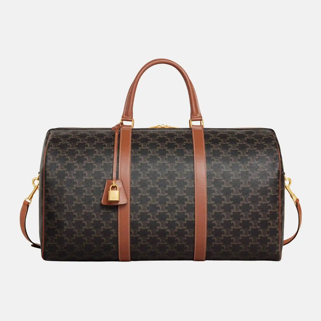 Celine Large Travel Bag In Triomphe Canvas And Calfskin, Front