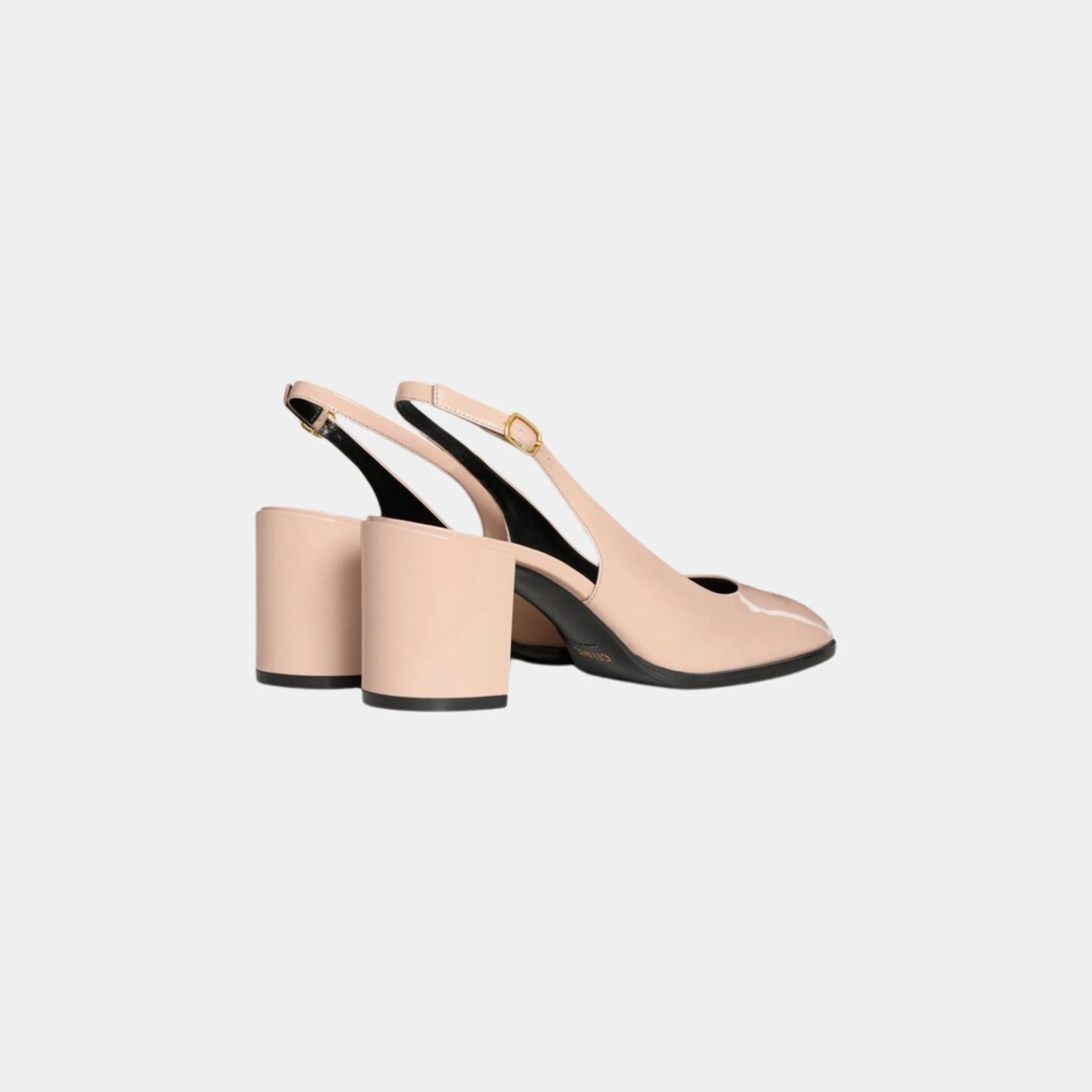 Celine Lily Perforated Triomphe Slingback in Patent Calfskin, Blush, Back