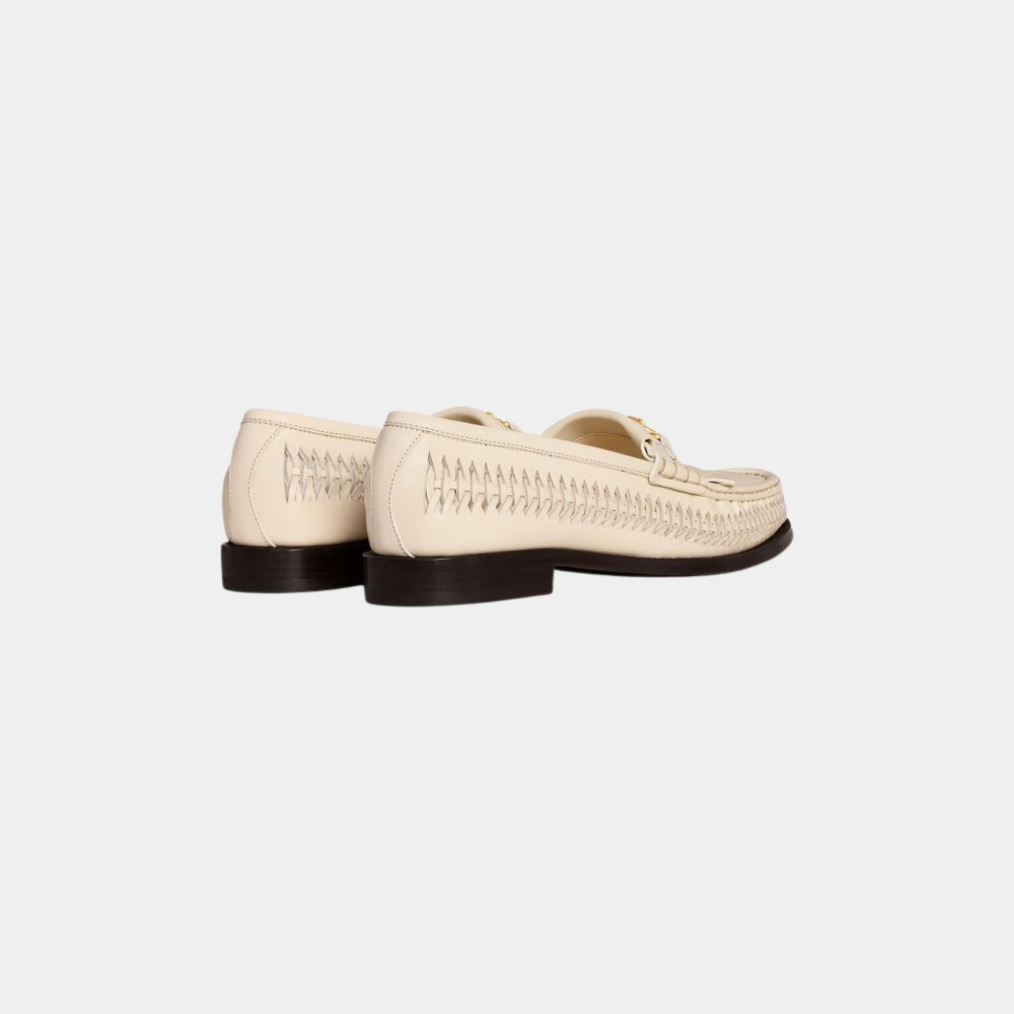 Celine Luco Braided Loafer in Calfskin, Milk, Back