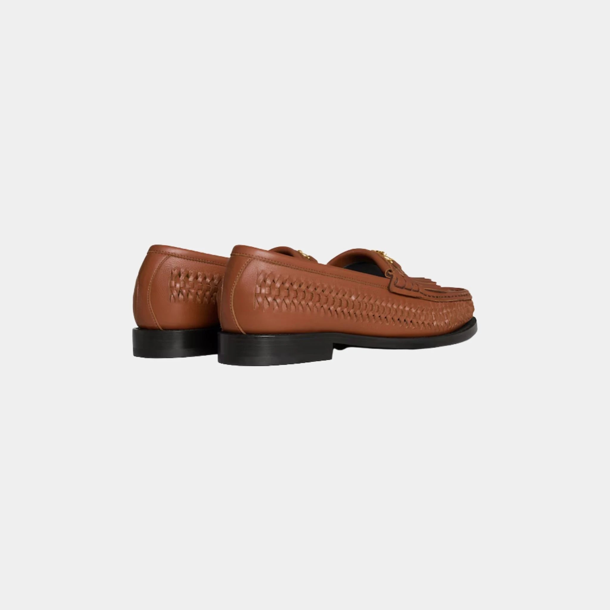 Celine Luco Braided Loafer in Calfskin, Tan, Back