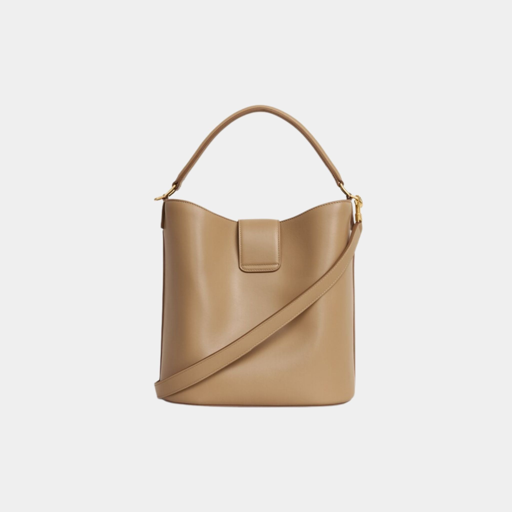 Celine Medium Bucket Louise in Smooth Calfskin, Smoked Brown, Back