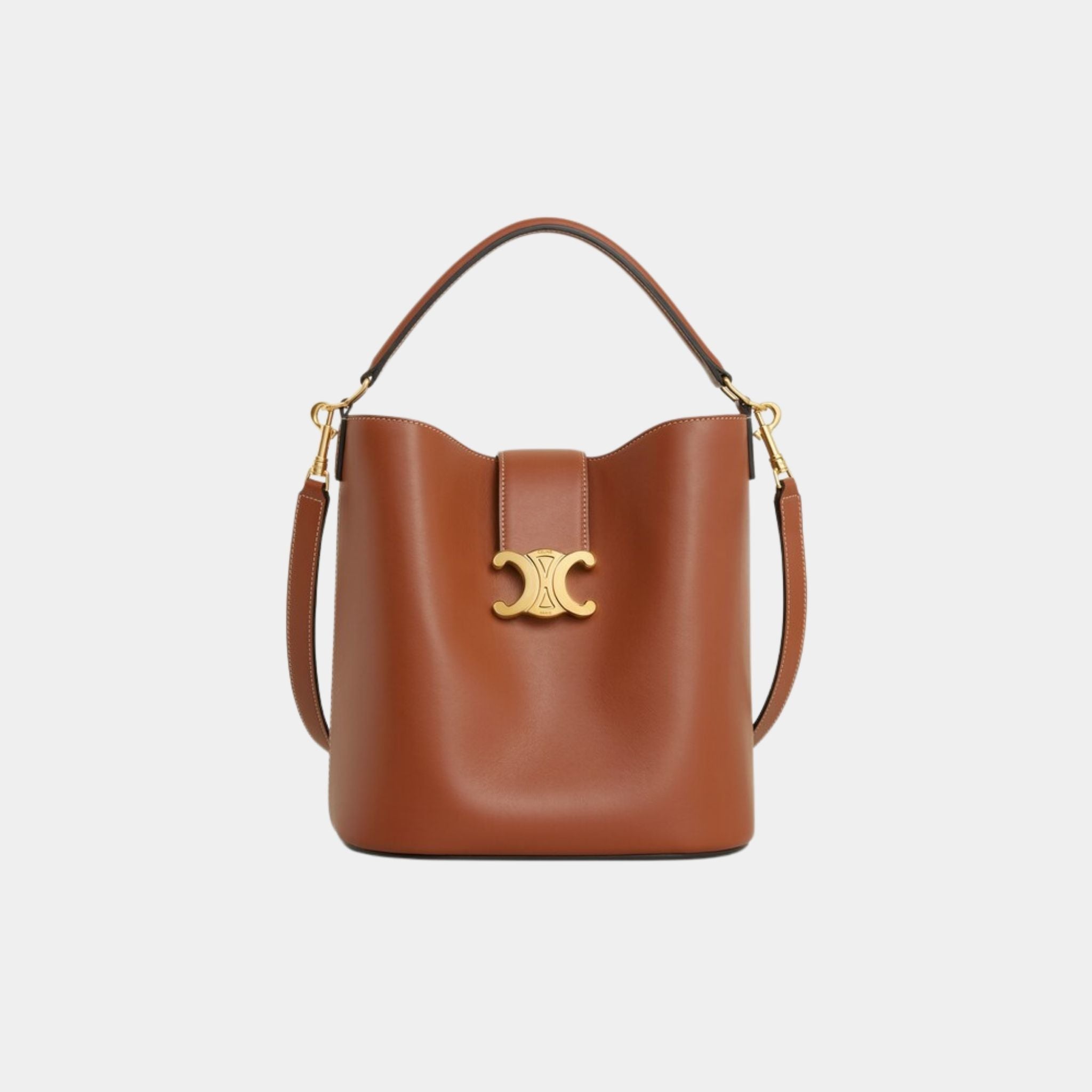Celine Medium Bucket Louise in Smooth Calfskin, Tan, Front