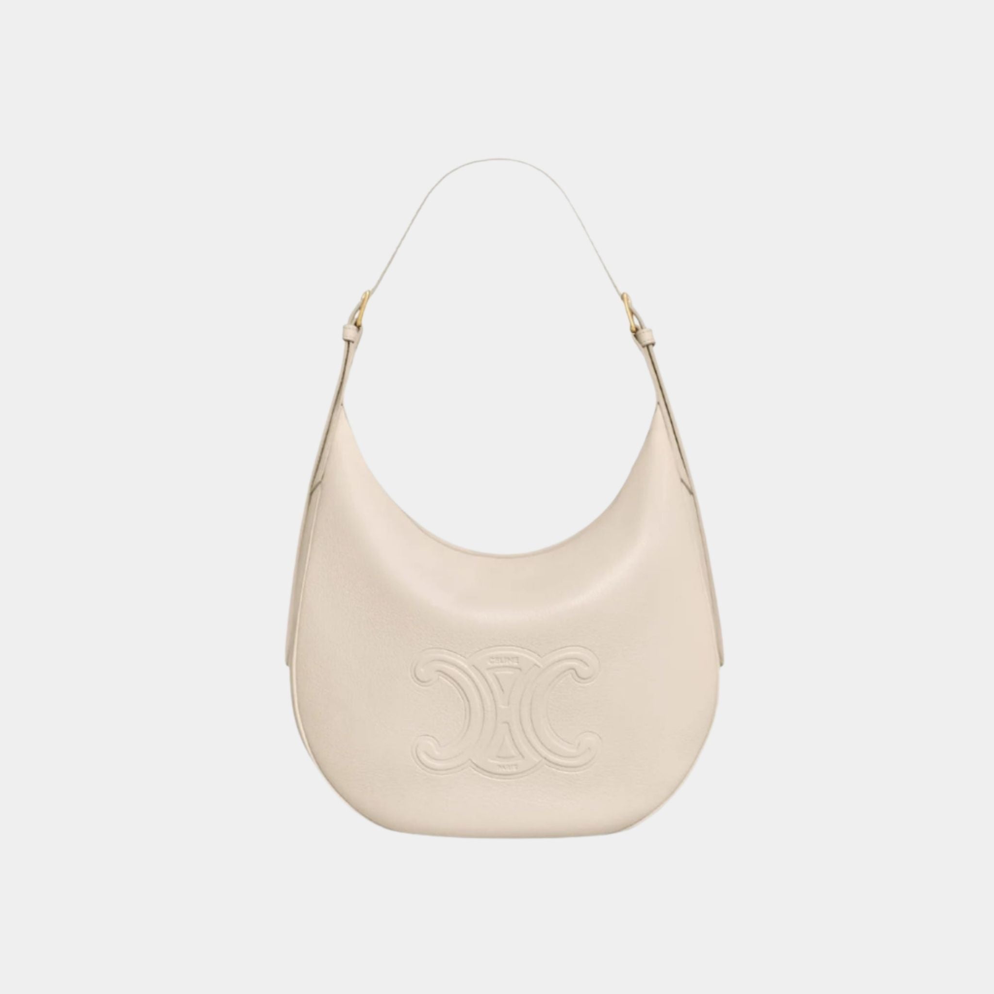 Celine Medium Heloïse Bag Cuir Triomphe In Supple Calfskin, Pale Beige, Front View