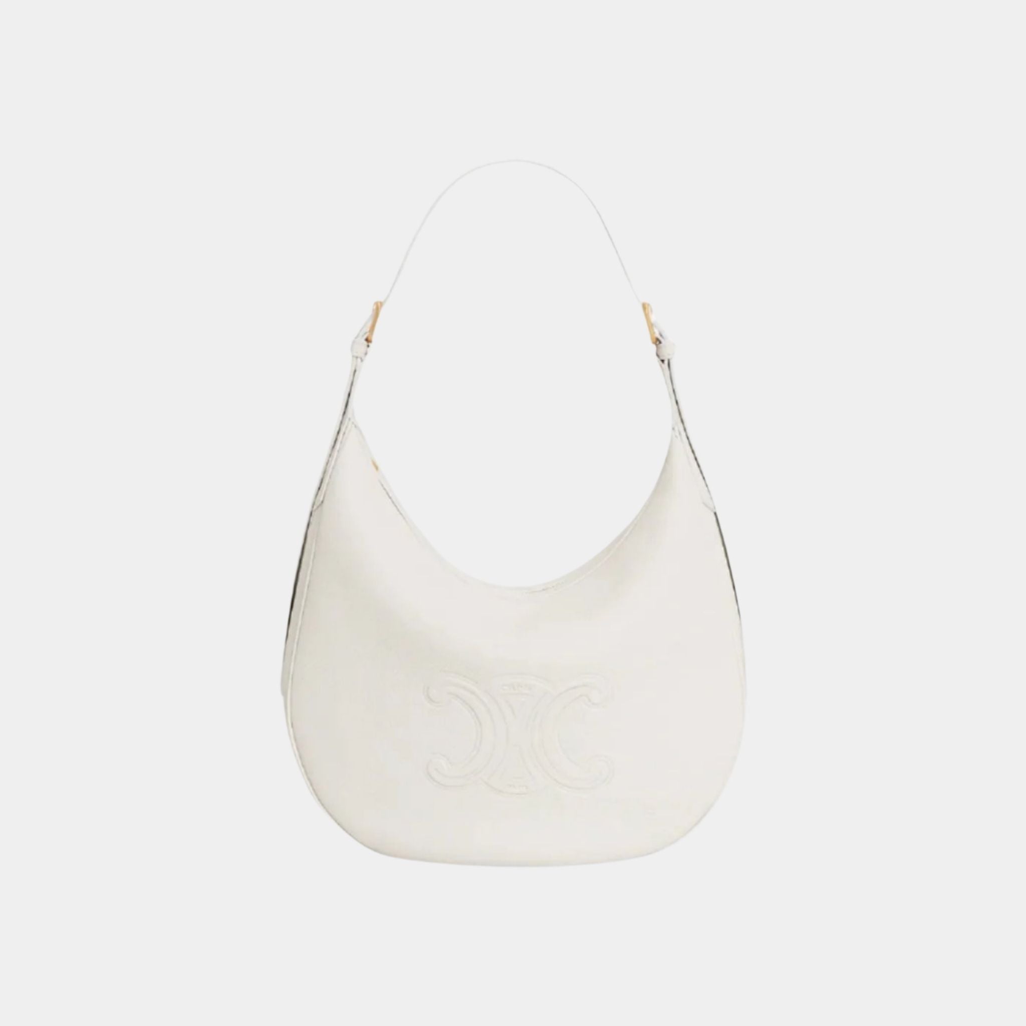 Celine Medium Heloïse Bag Cuir Triomphe In Supple Calfskin, White, Front View